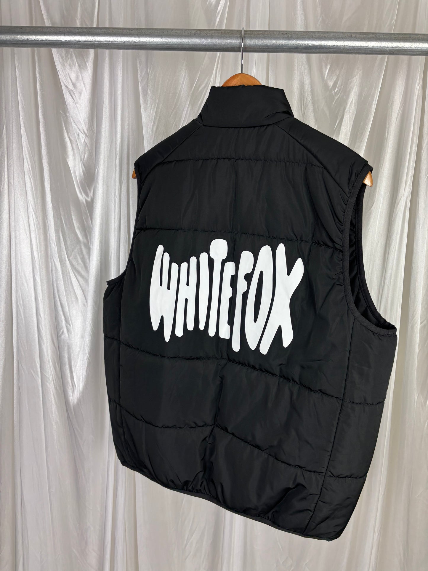 White Fox Black Puffer Vest - M/L
