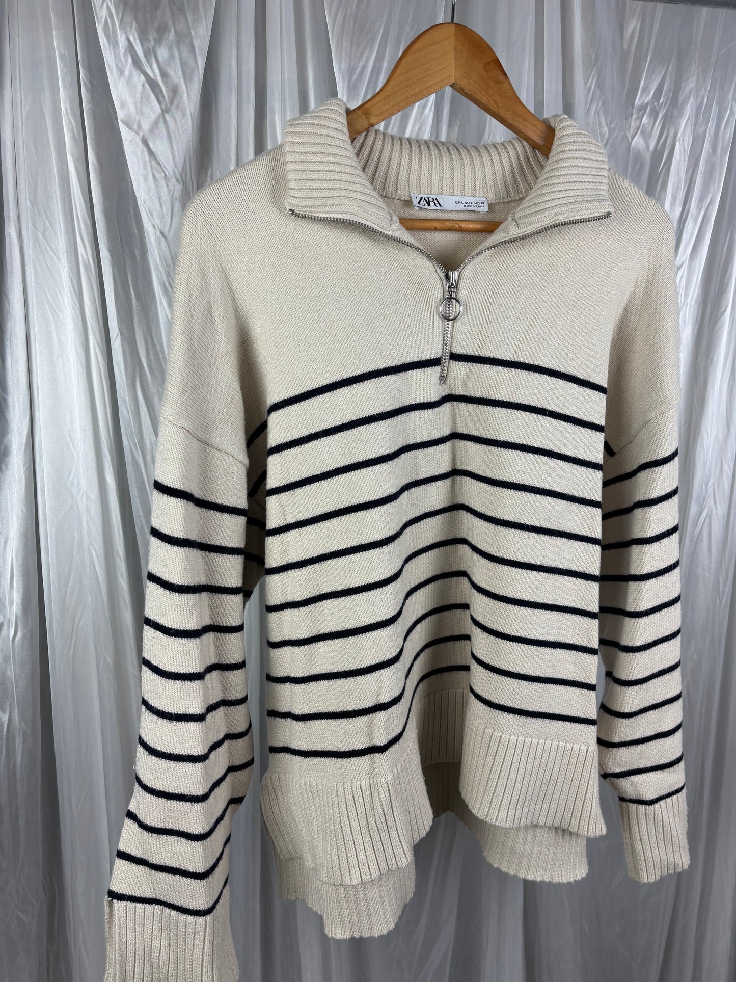Zara 1/4 Neck Knit Jumper - L