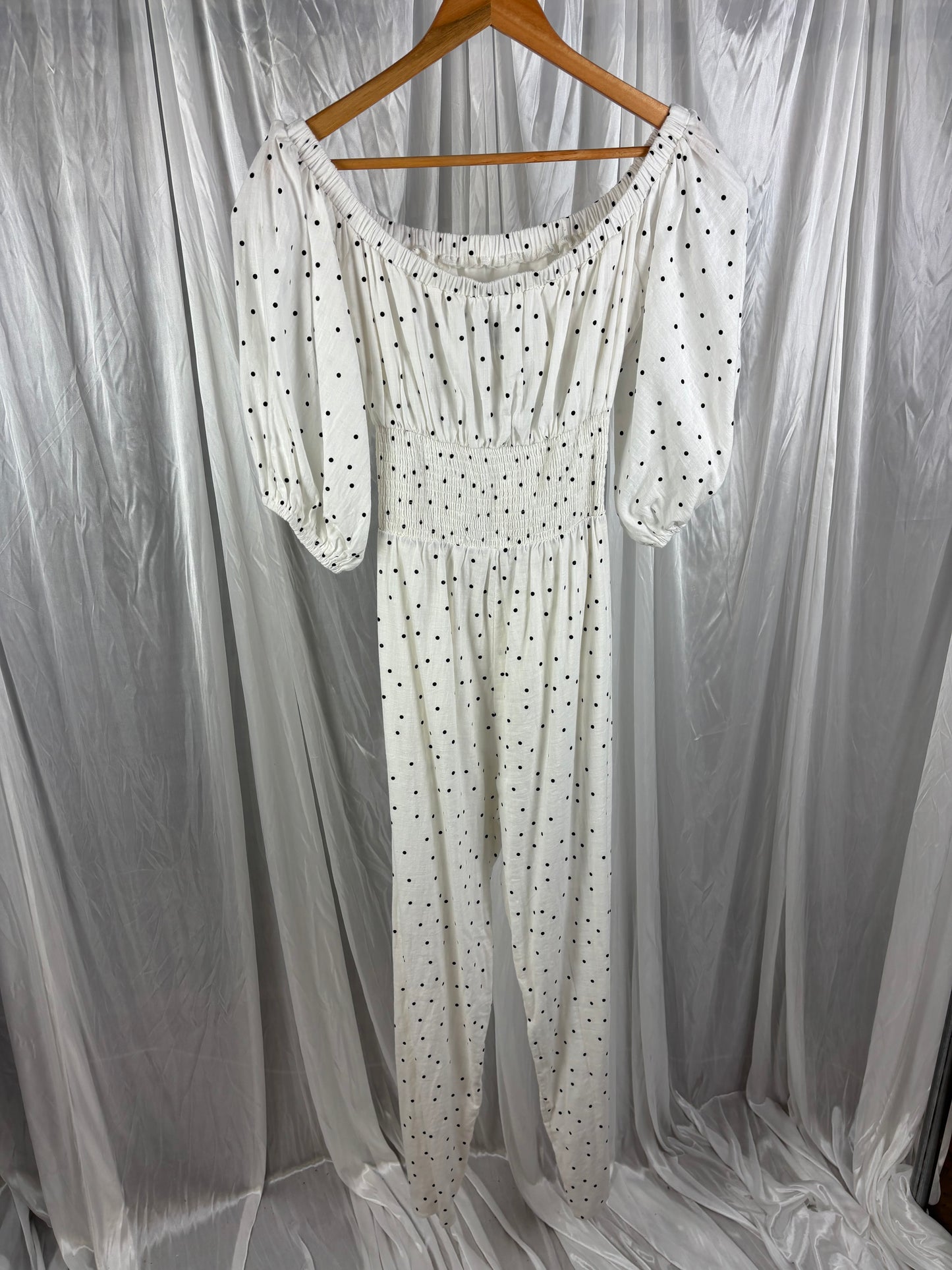 Sabo White Polka Dot Pantsuit - 6/8