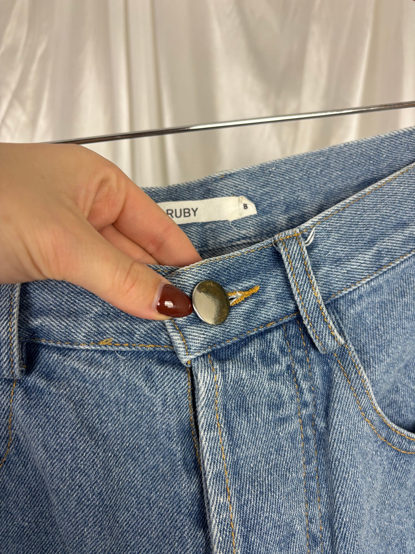 Ruby Blue Mid Wash Denim Shorts - 8