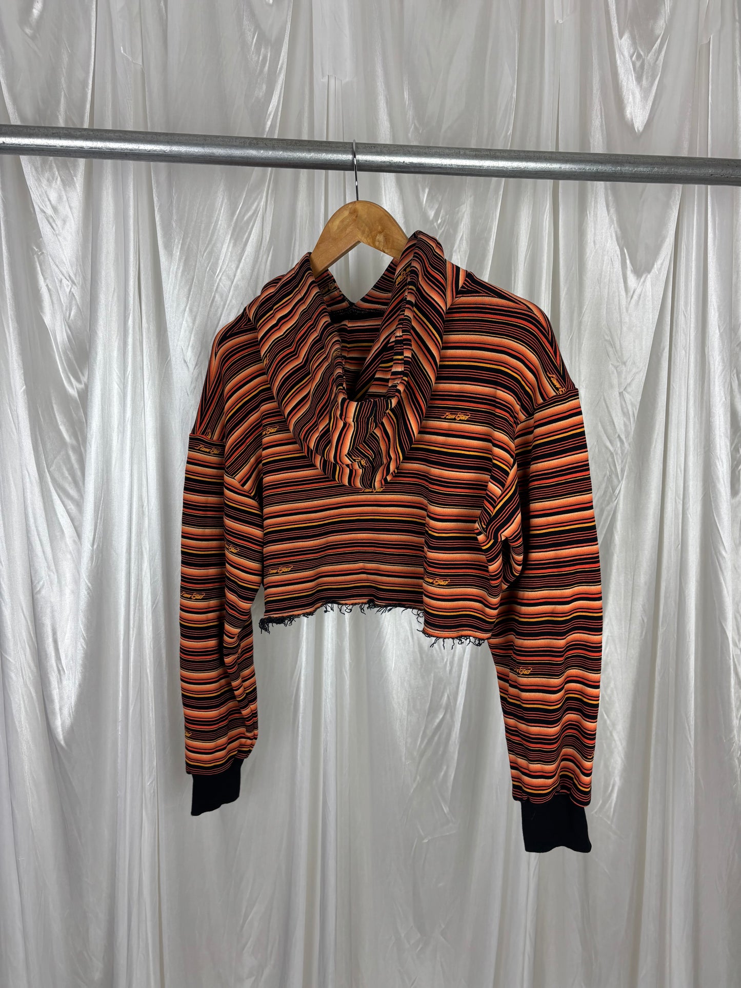 I Am Gia Striped Cropped Hoodie - XS