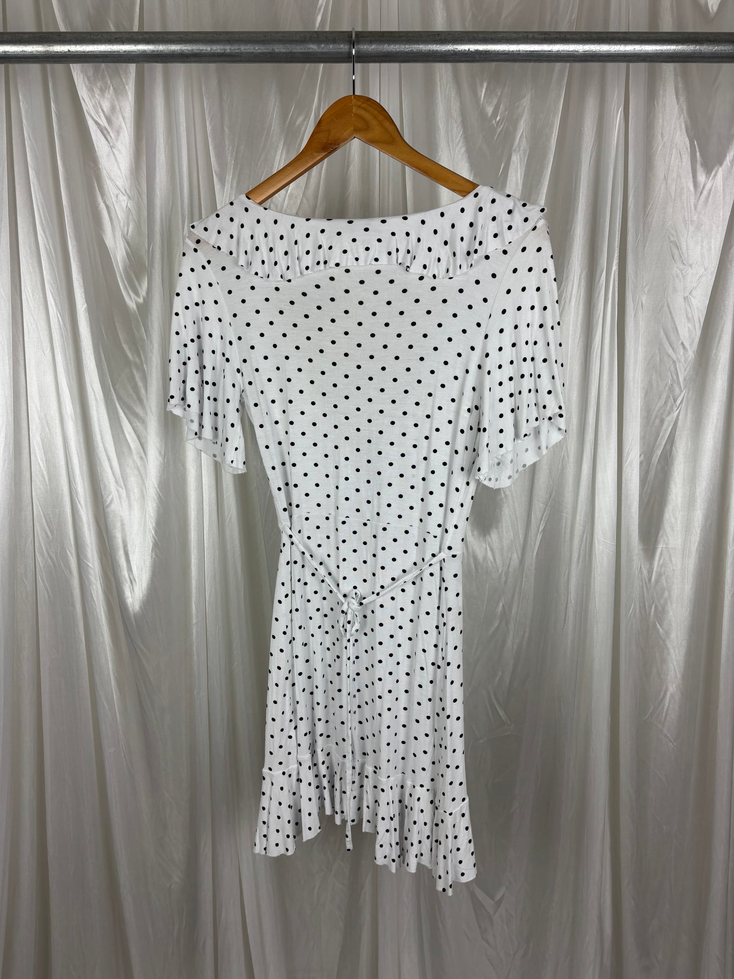 Boohoo Polka Dot Wrap Mini Dress - 8
