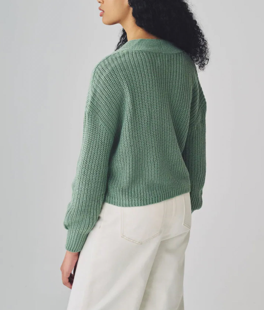 Only Green Ribbed Cardigan - M
