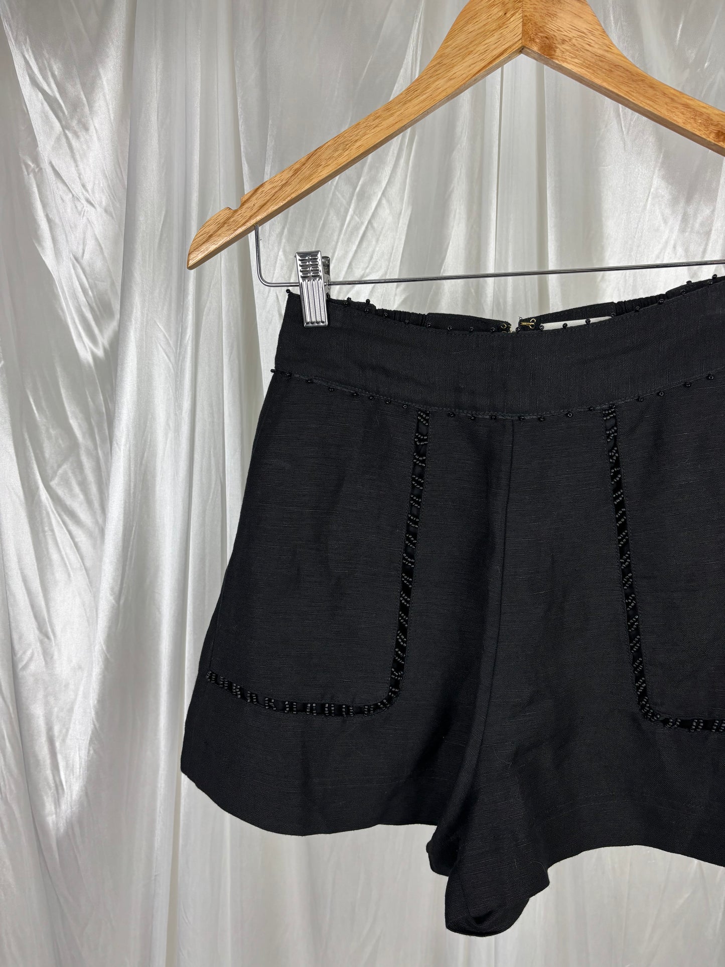 Aje Black Linen Blend Beaded Shorts - 6