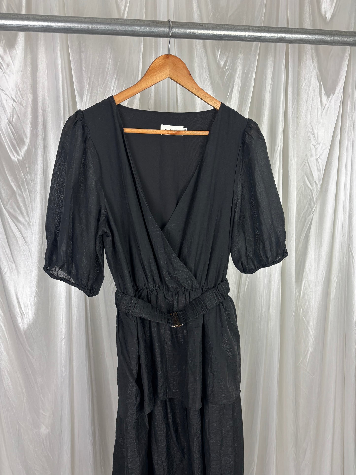 Tussah Black Tiered Dress - 12