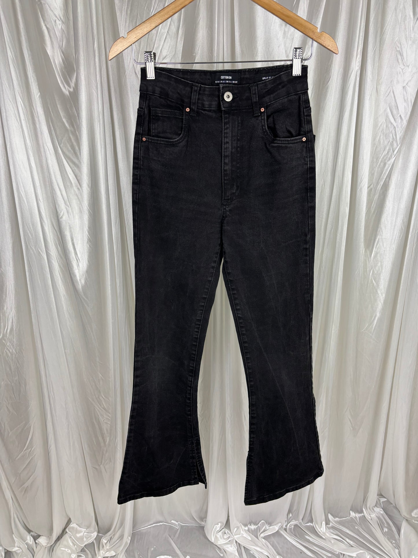 Cotton On Black Split Flare Jeans - 8