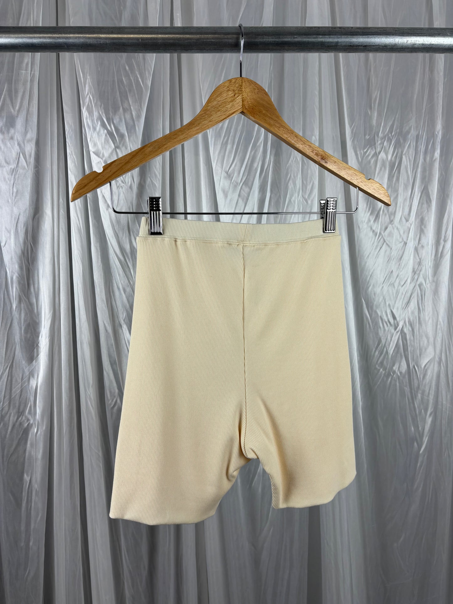 White Fox Ribbed Shorts - XS
