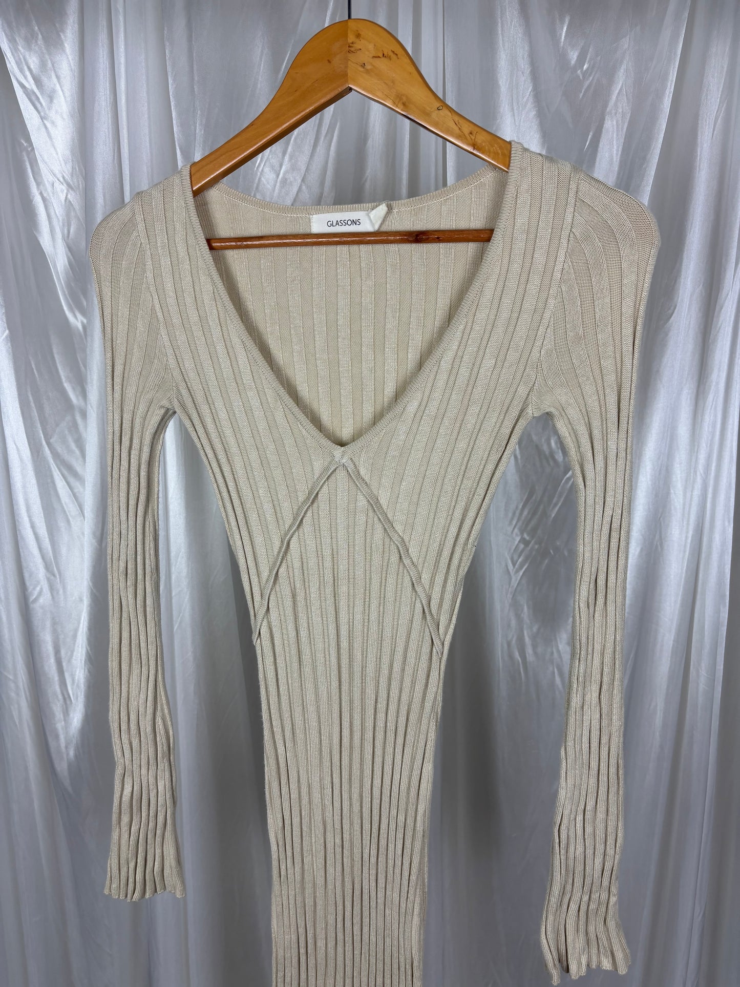Glassons Beige Ribbed Dress - XS