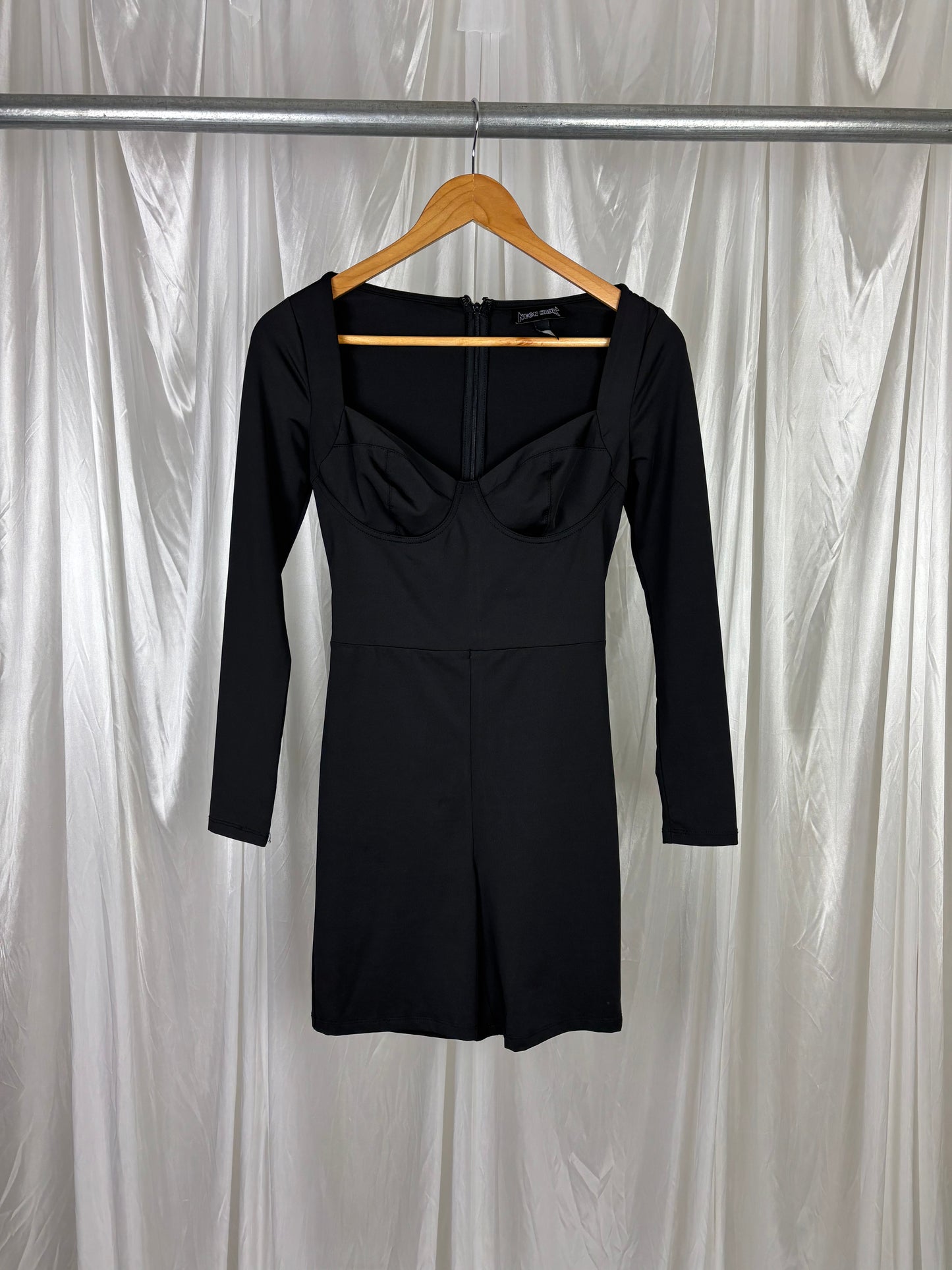 Neon Hart Black Biker Playsuit - S