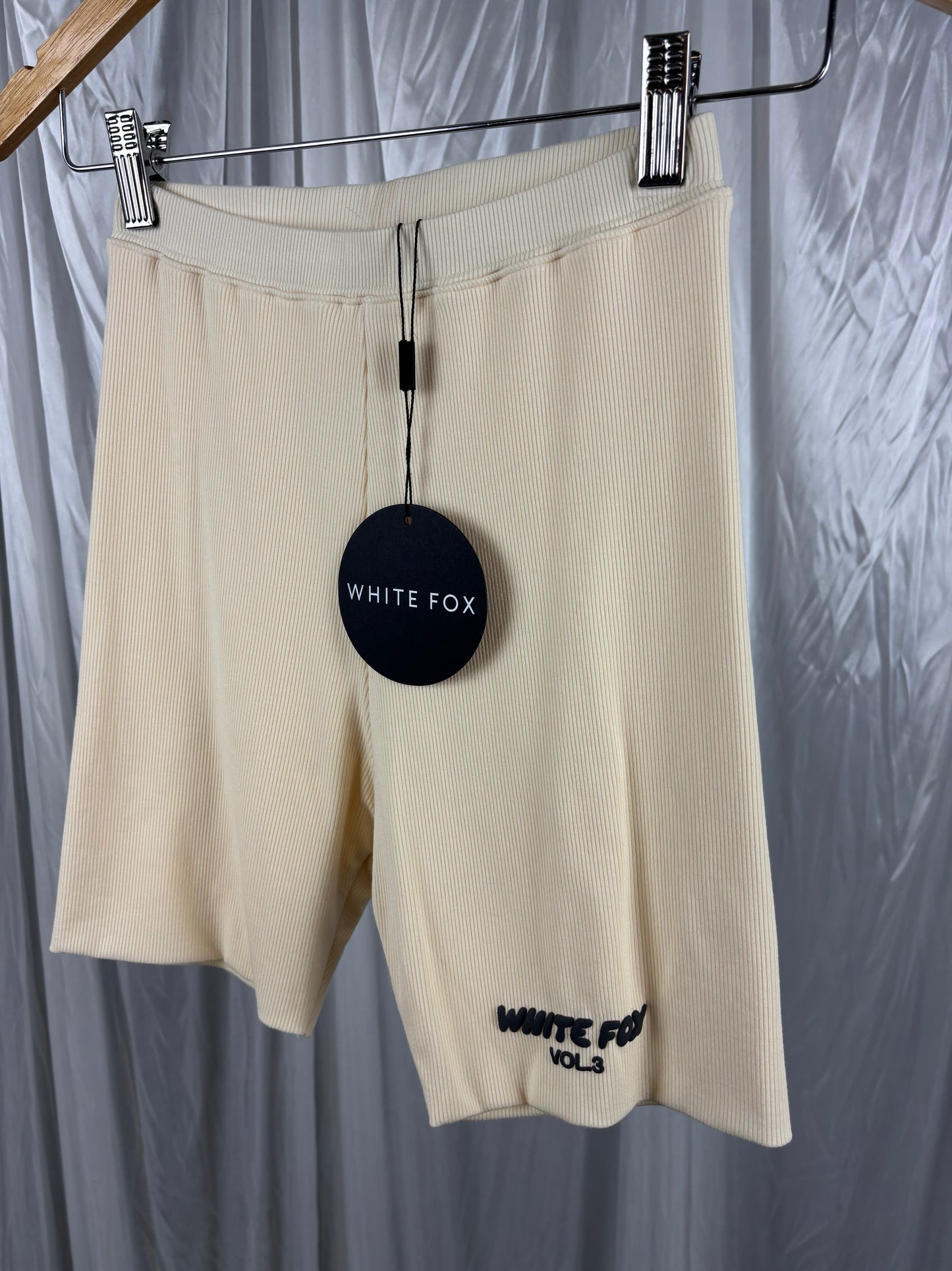 White Fox Ribbed Shorts - XS