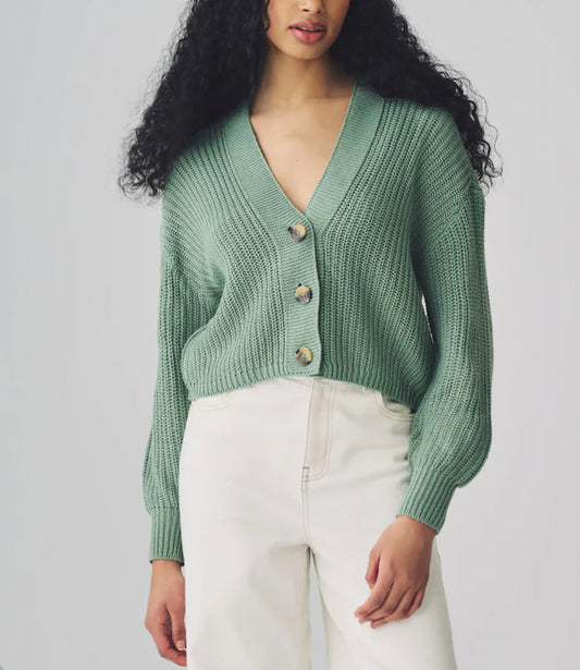Only Green Ribbed Cardigan - M