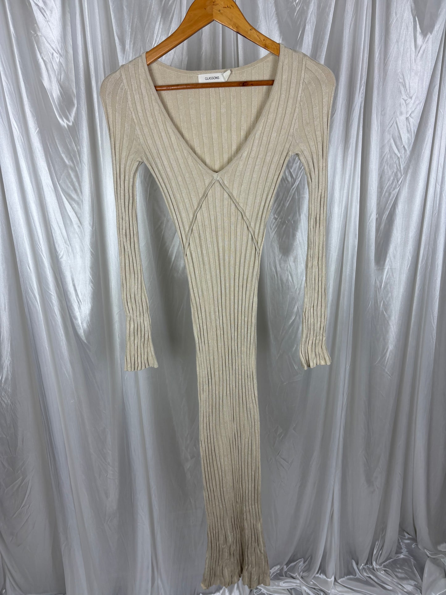 Glassons Beige Ribbed Dress - XS