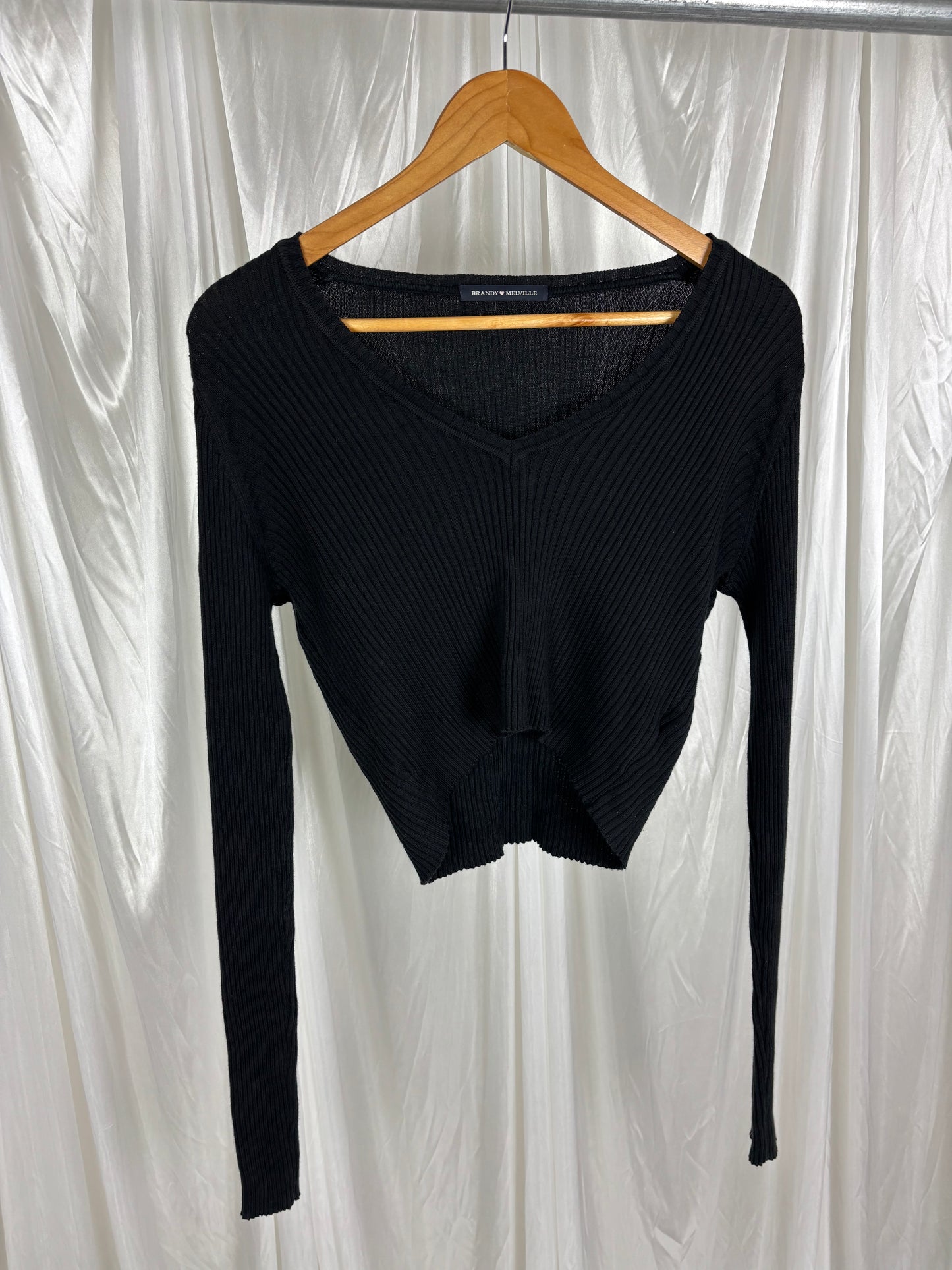 Brandy Melville Black Ribbed Top - 8