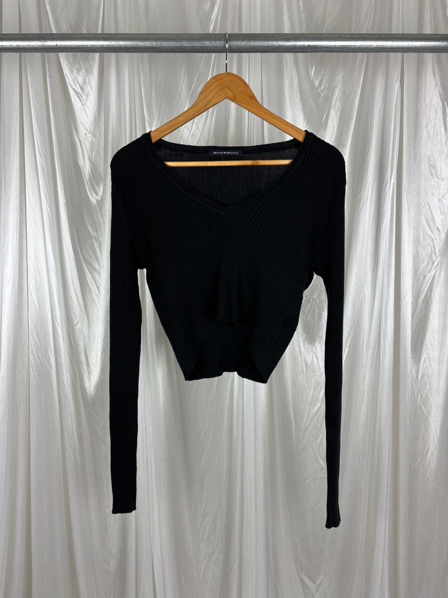 Brandy Melville Black Ribbed Top - 8