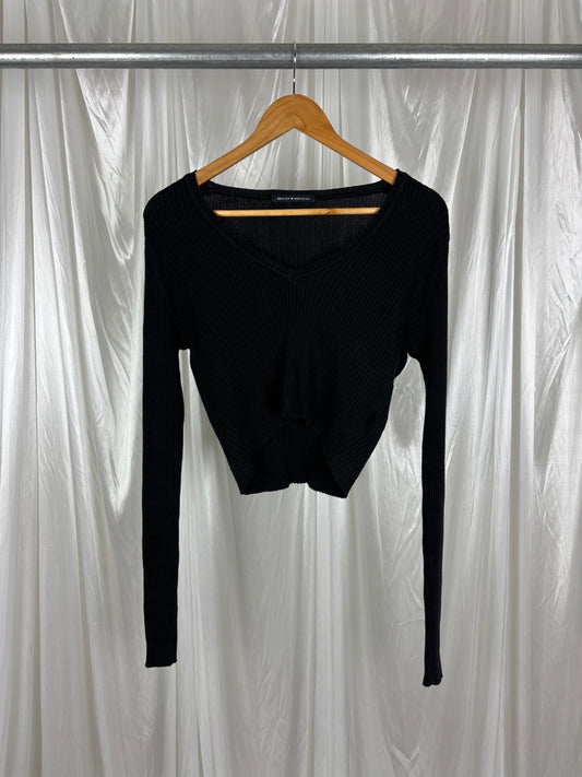 Brandy Melville Black Ribbed Top - 8