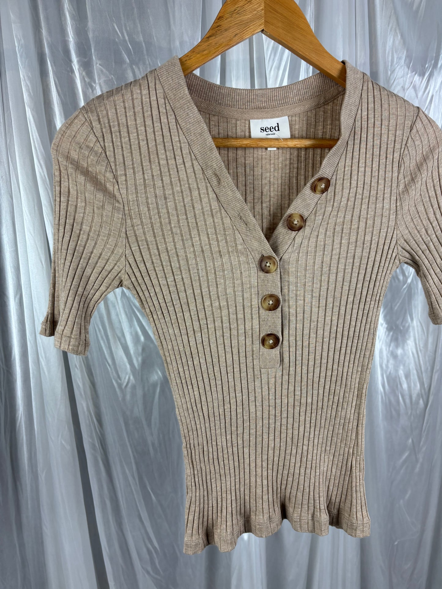 Seed Brown Ribbed Top - XS