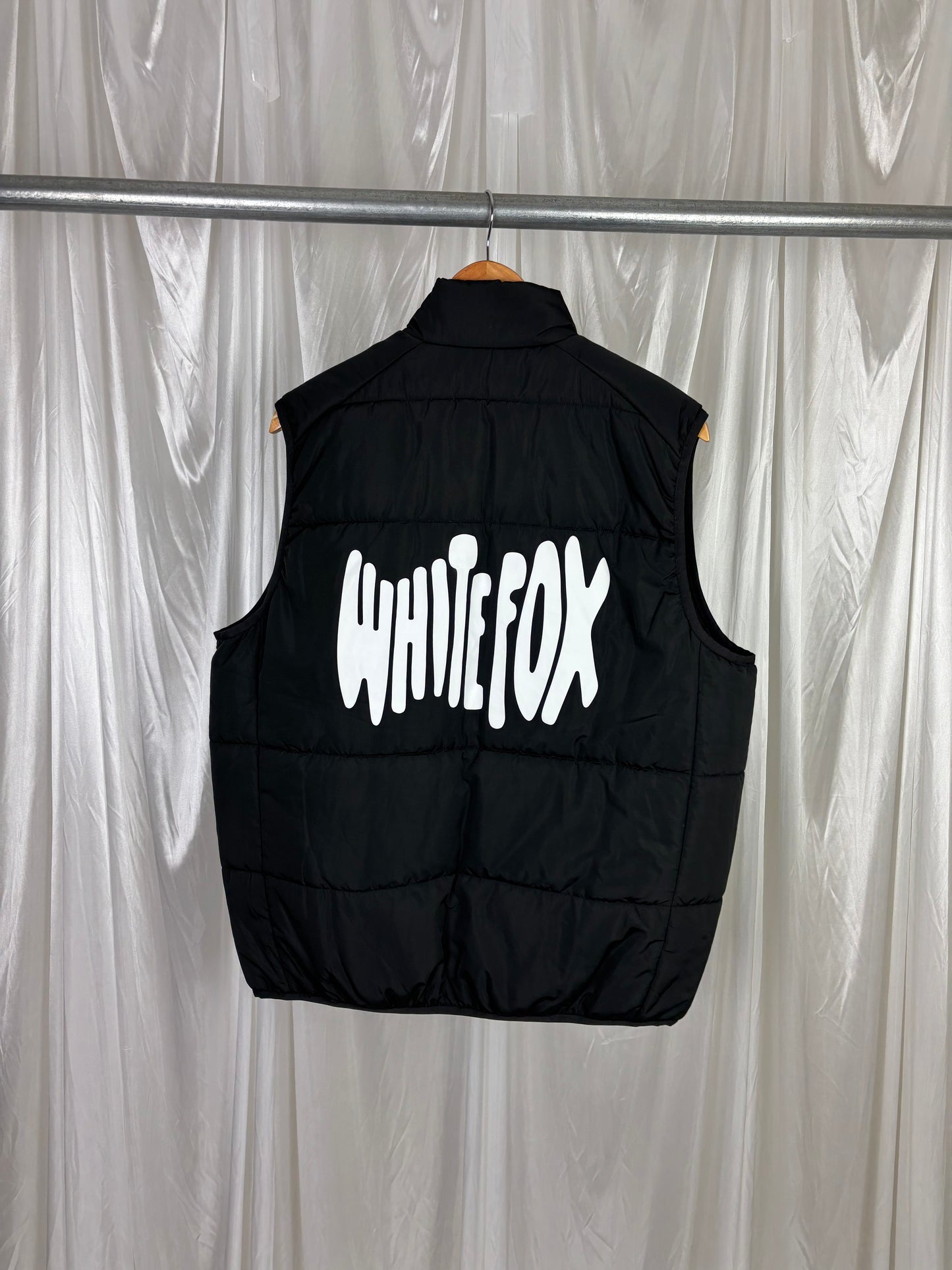 White Fox Black Puffer Vest - M/L
