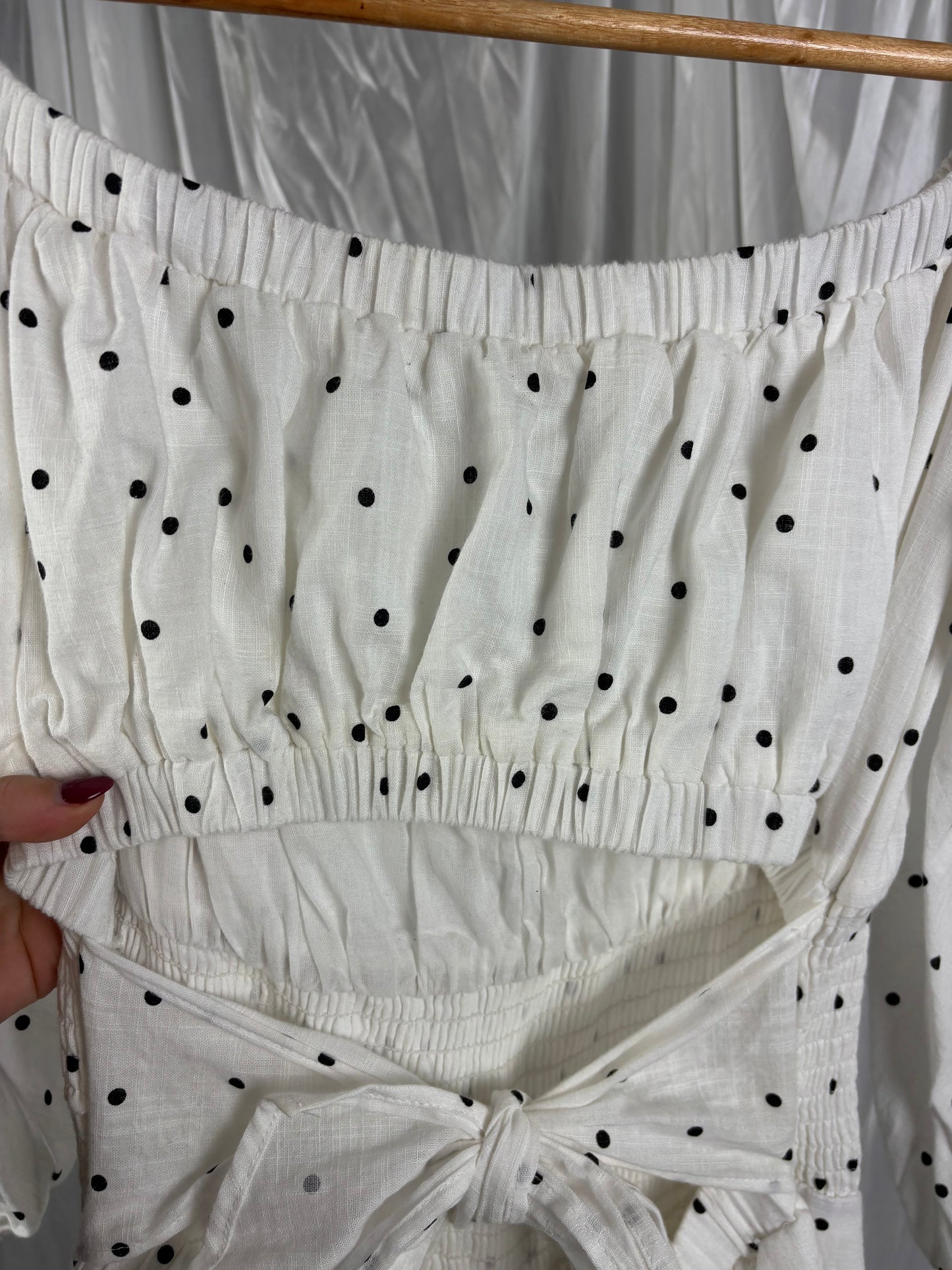 Sabo White Polka Dot Pantsuit - 6/8