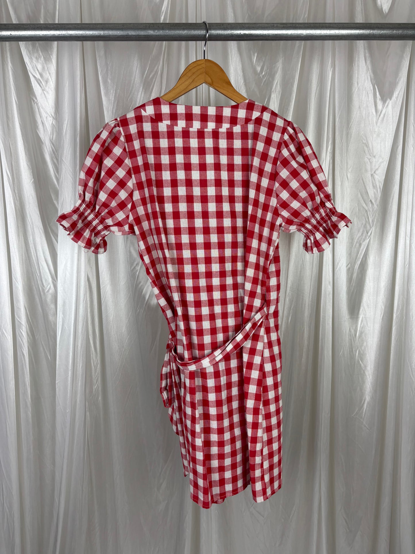 Reverse Gingham Wrap Dress - S