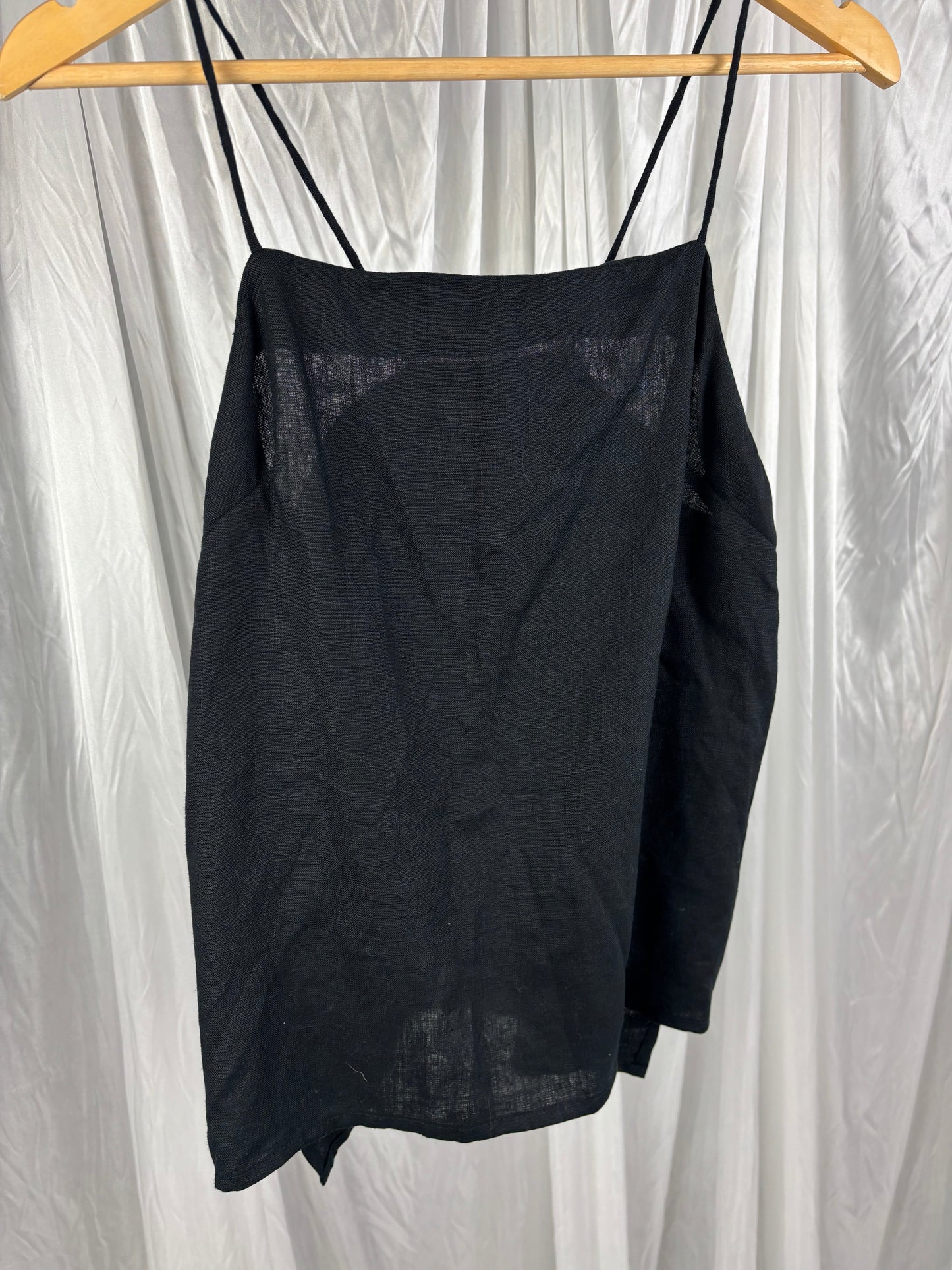 Matin Black Linen Singlet - 10