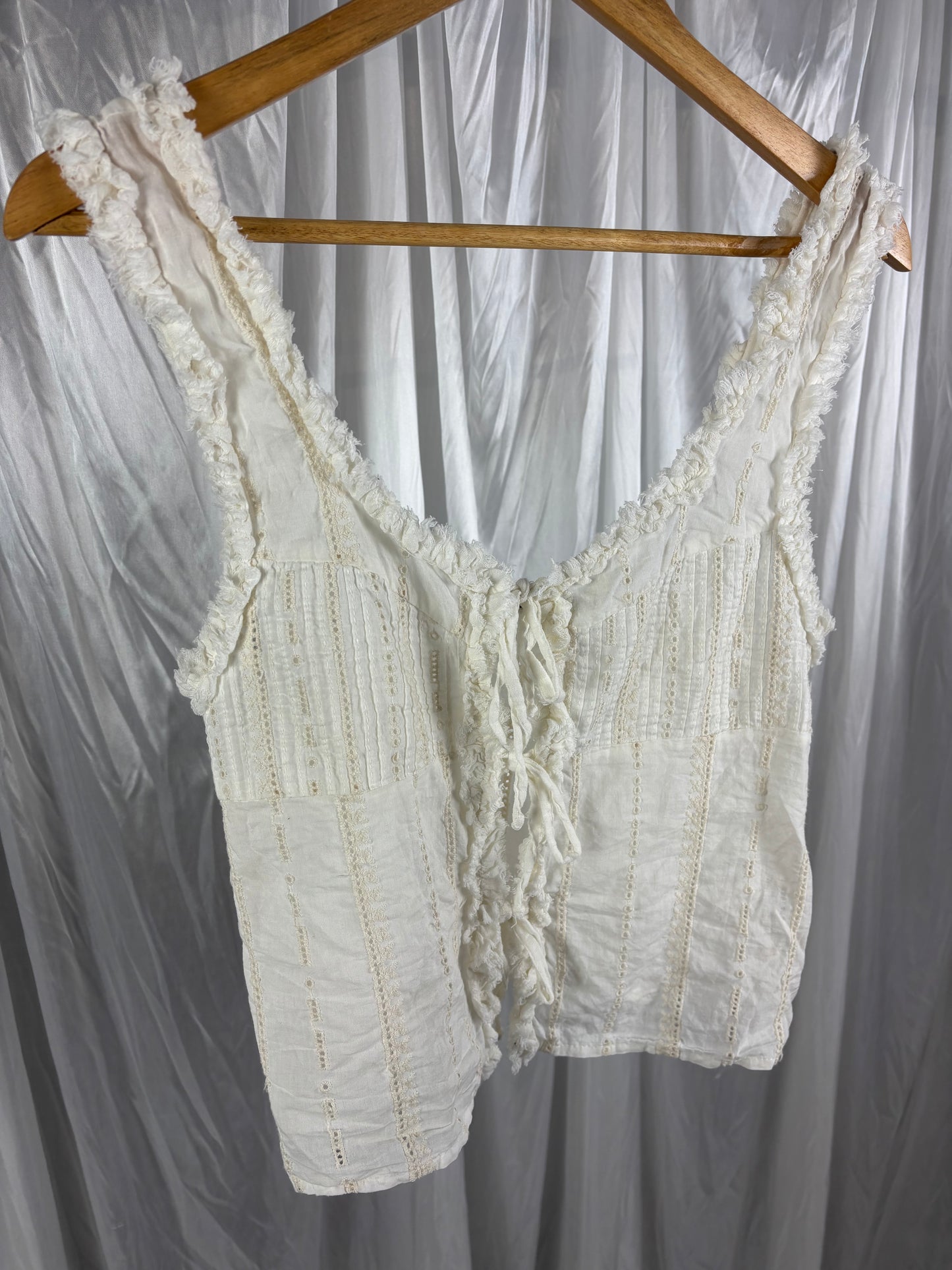 Zara White Tie Front Top - S