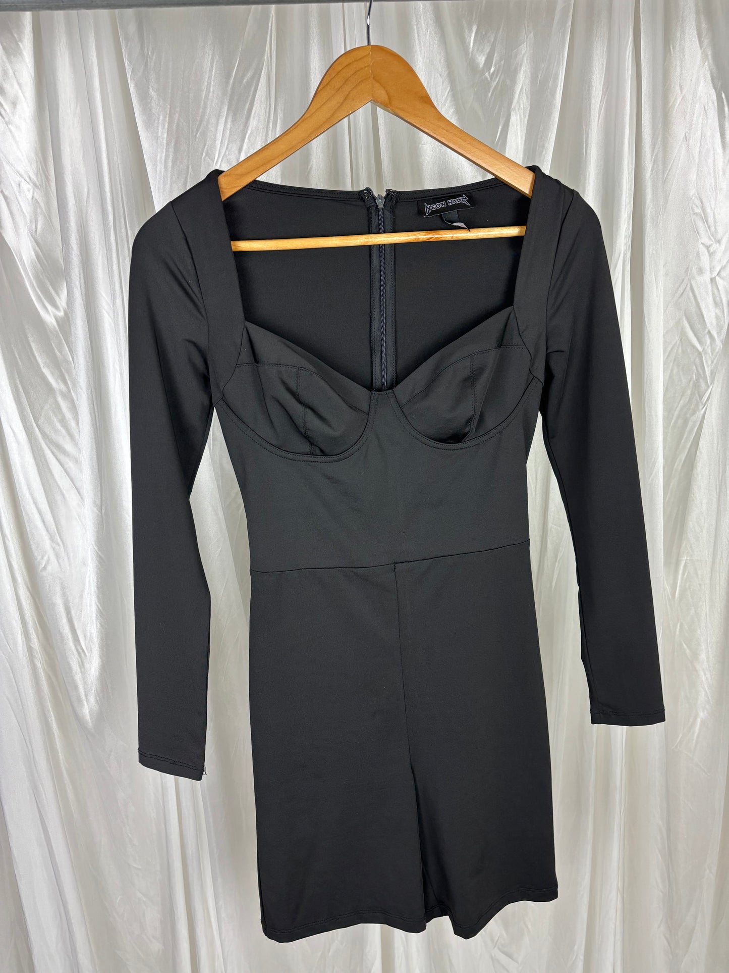 Neon Hart Black Biker Playsuit - S