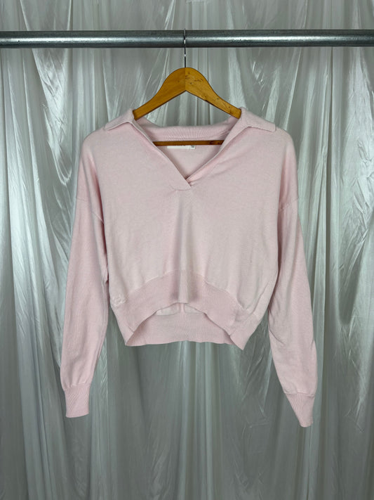 Glassons Cropped Pink Knit Jumper - S