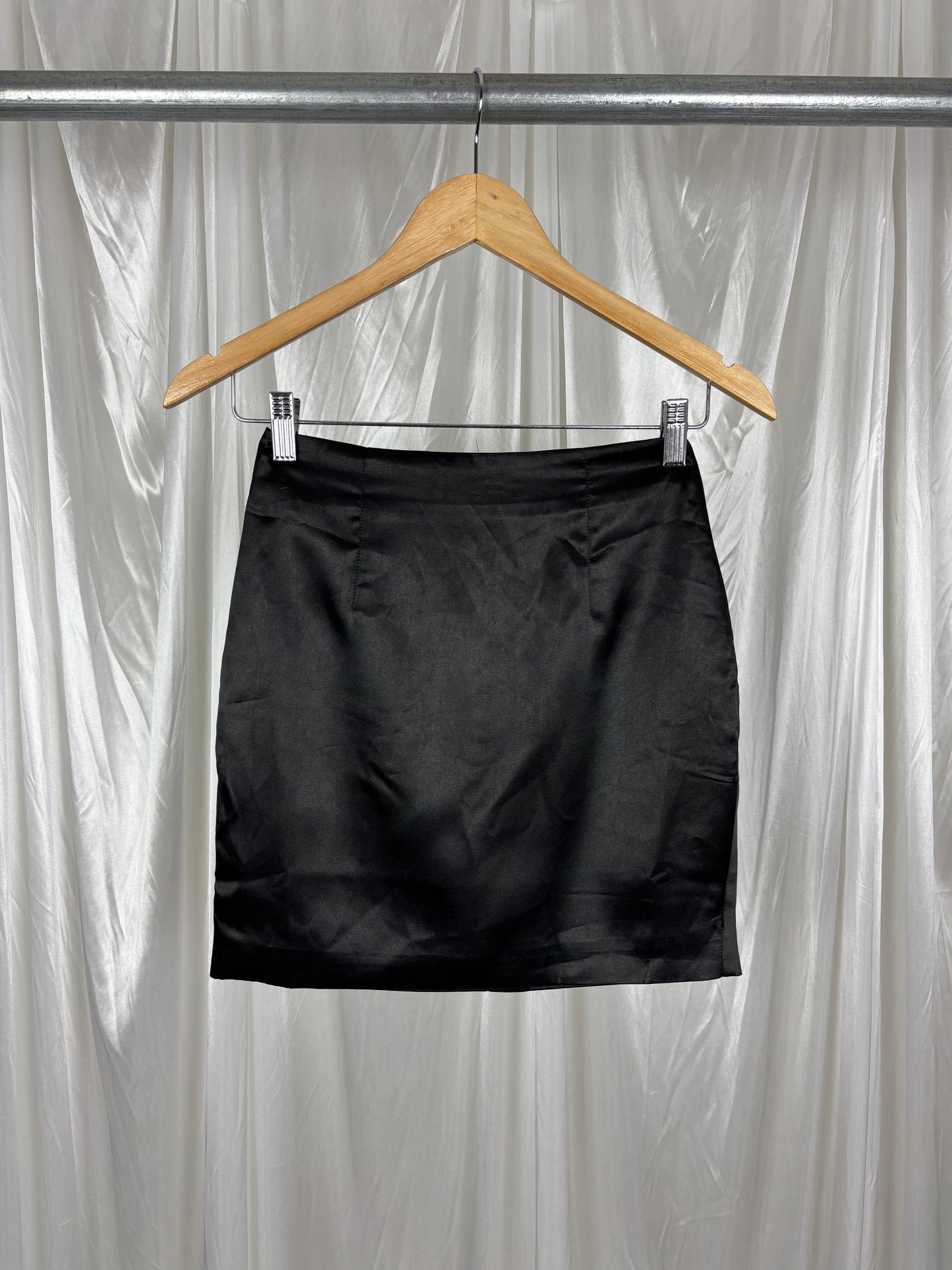 Meshki Verena Black Satin Mini Skirt - XS