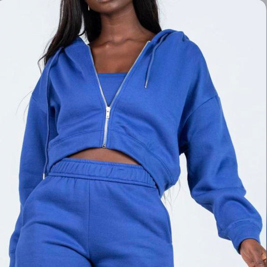 Princess Polly Blue Cropped Hoodie - 6