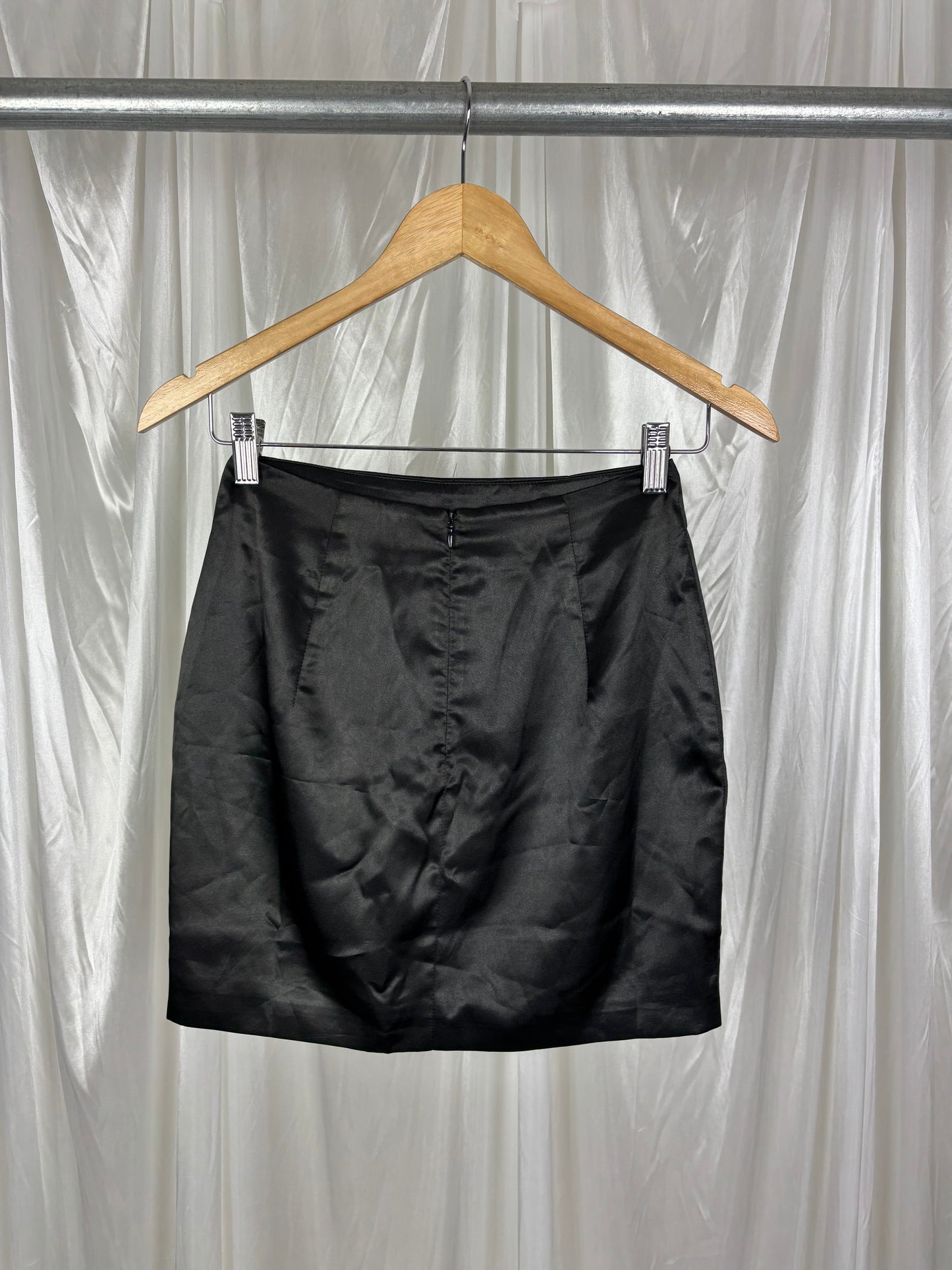 Meshki Verena Black Satin Mini Skirt - XS