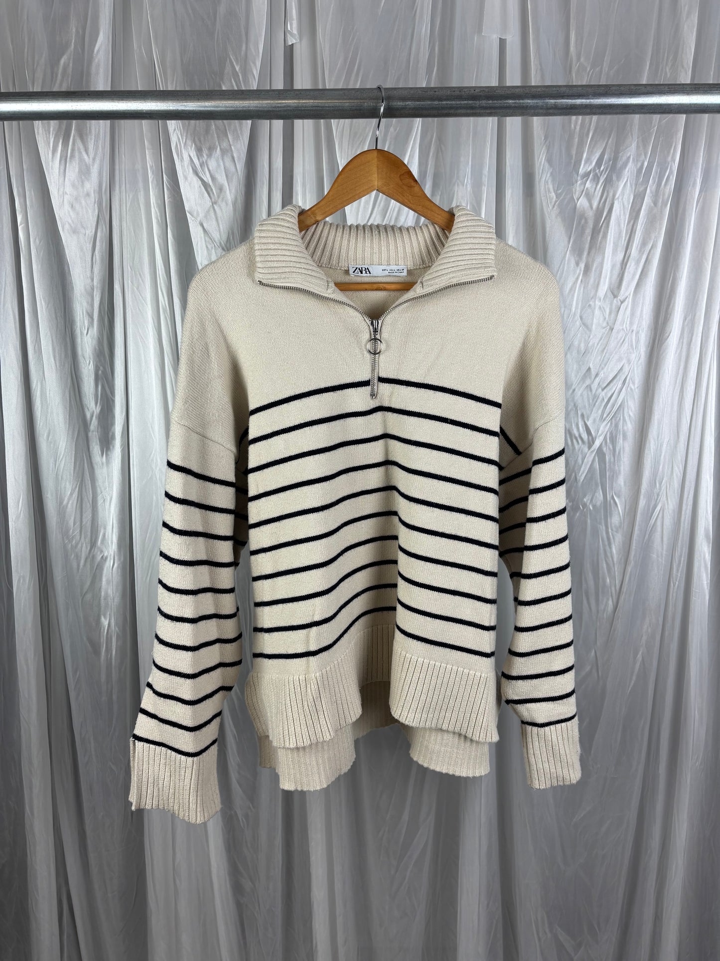 Zara 1/4 Neck Knit Jumper - L