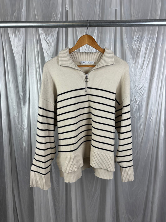 Zara 1/4 Neck Knit Jumper - L