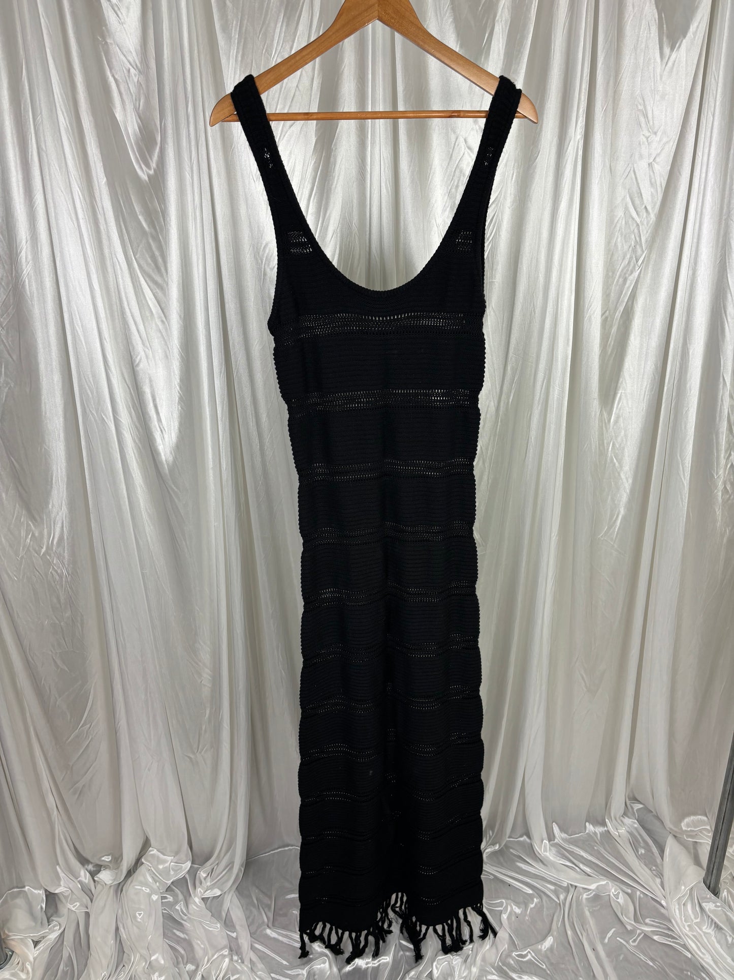 Ruby Black Crochet Maxi Dress - 12