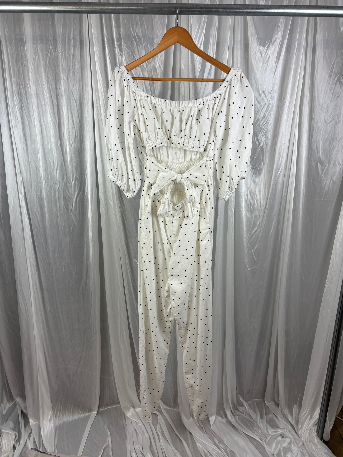 Sabo White Polka Dot Pantsuit - 6/8