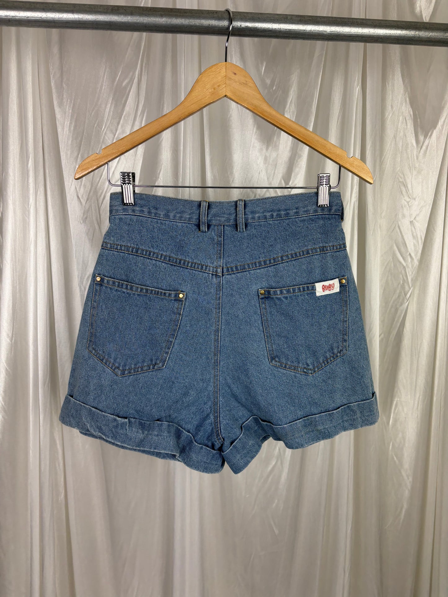 Ruby Blue Mid Wash Denim Shorts - 8