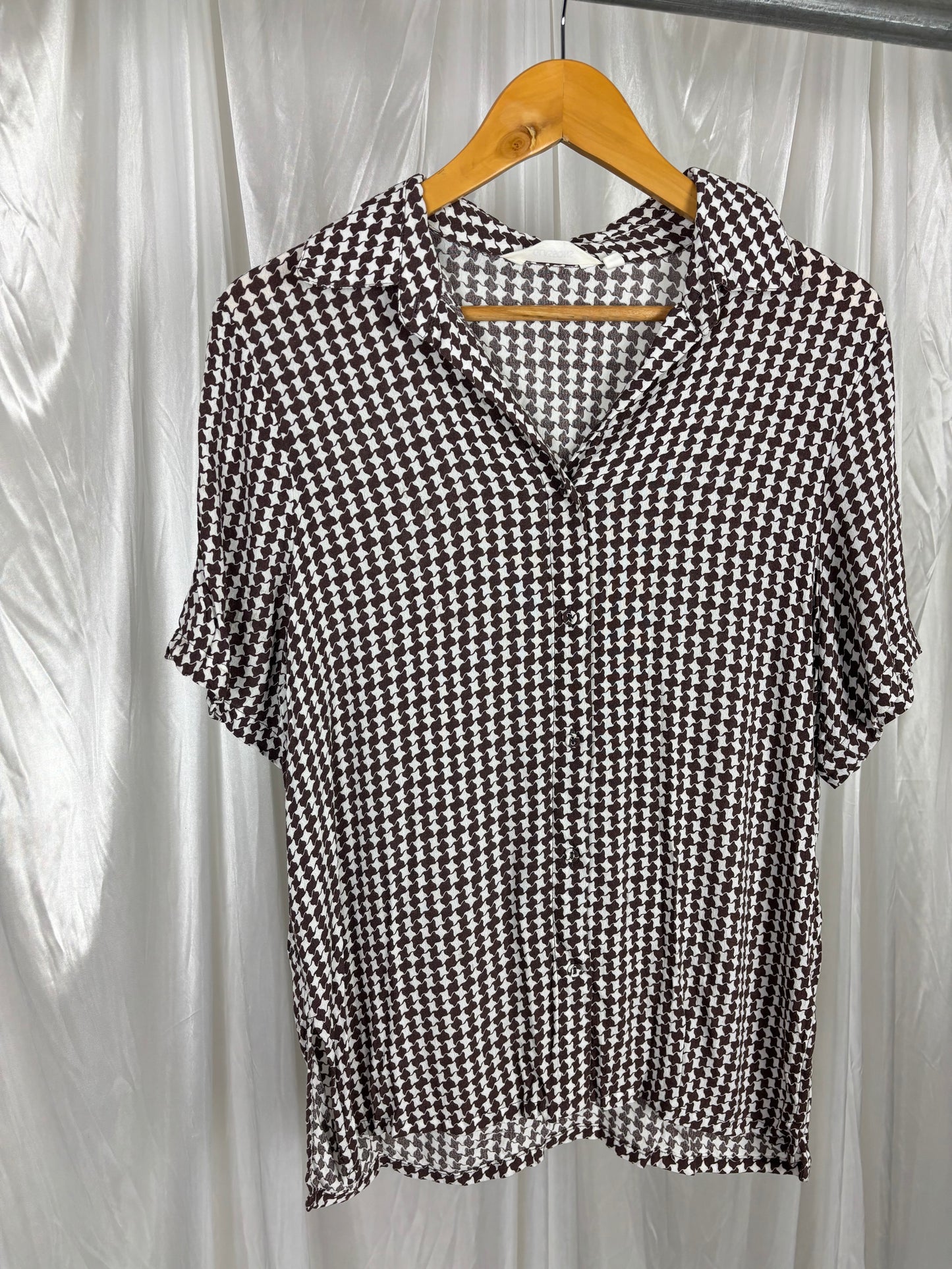 Glassons Brown Houndstooth Pattern Shirt - 6
