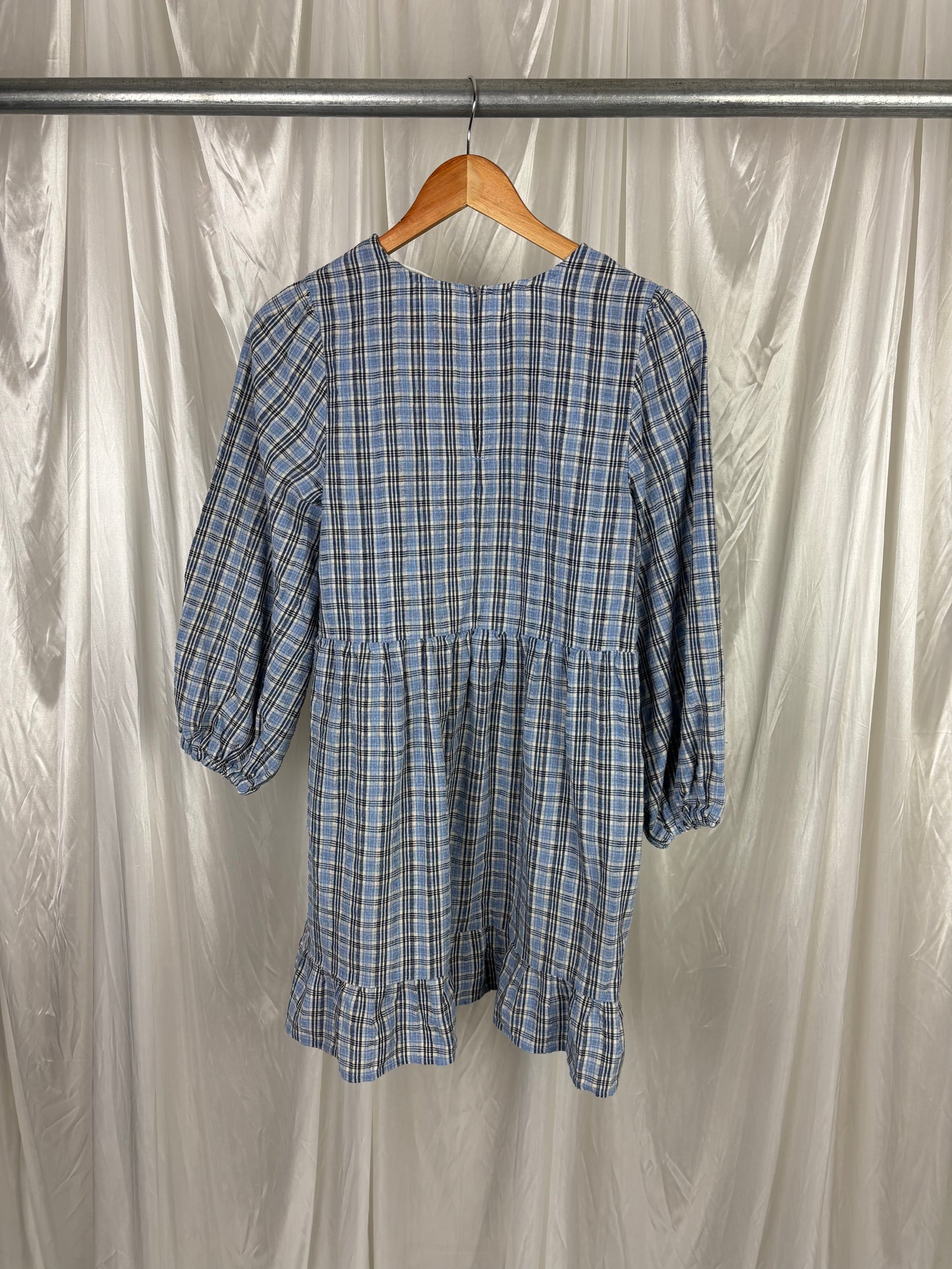 Glassons Blue Checked Mini Dress - 8