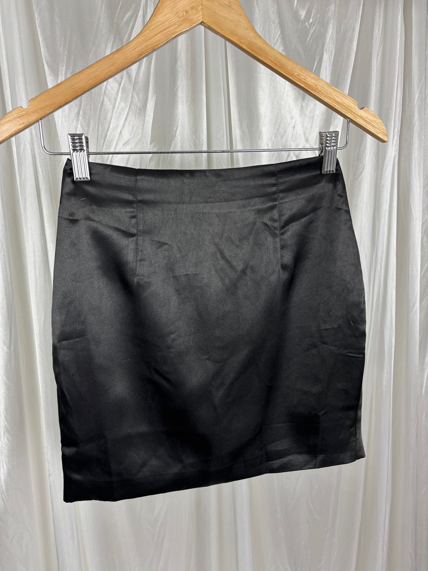 Meshki Verena Black Satin Mini Skirt - XS