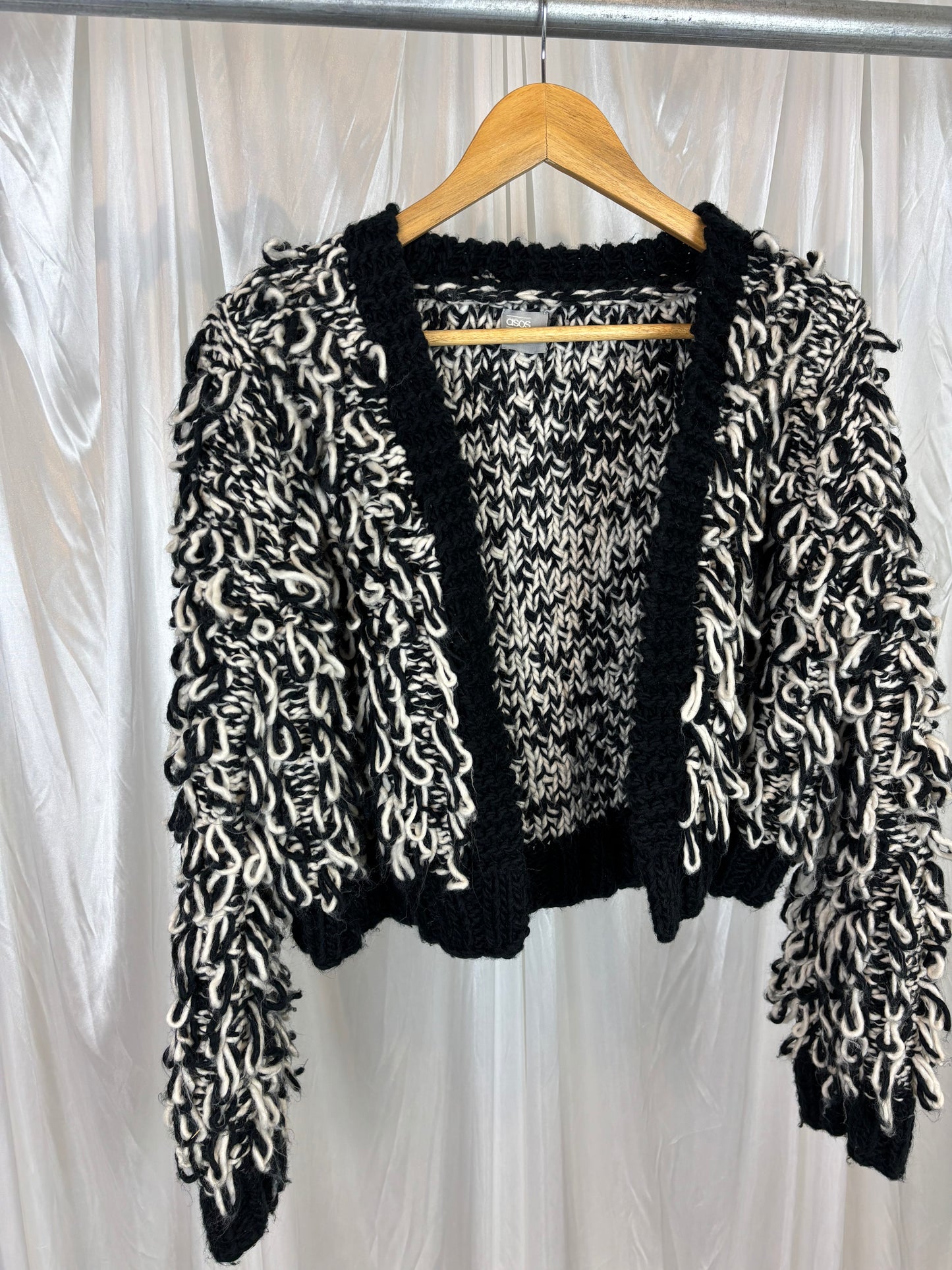 ASOS Black & White Shaggy Cardigan - 12