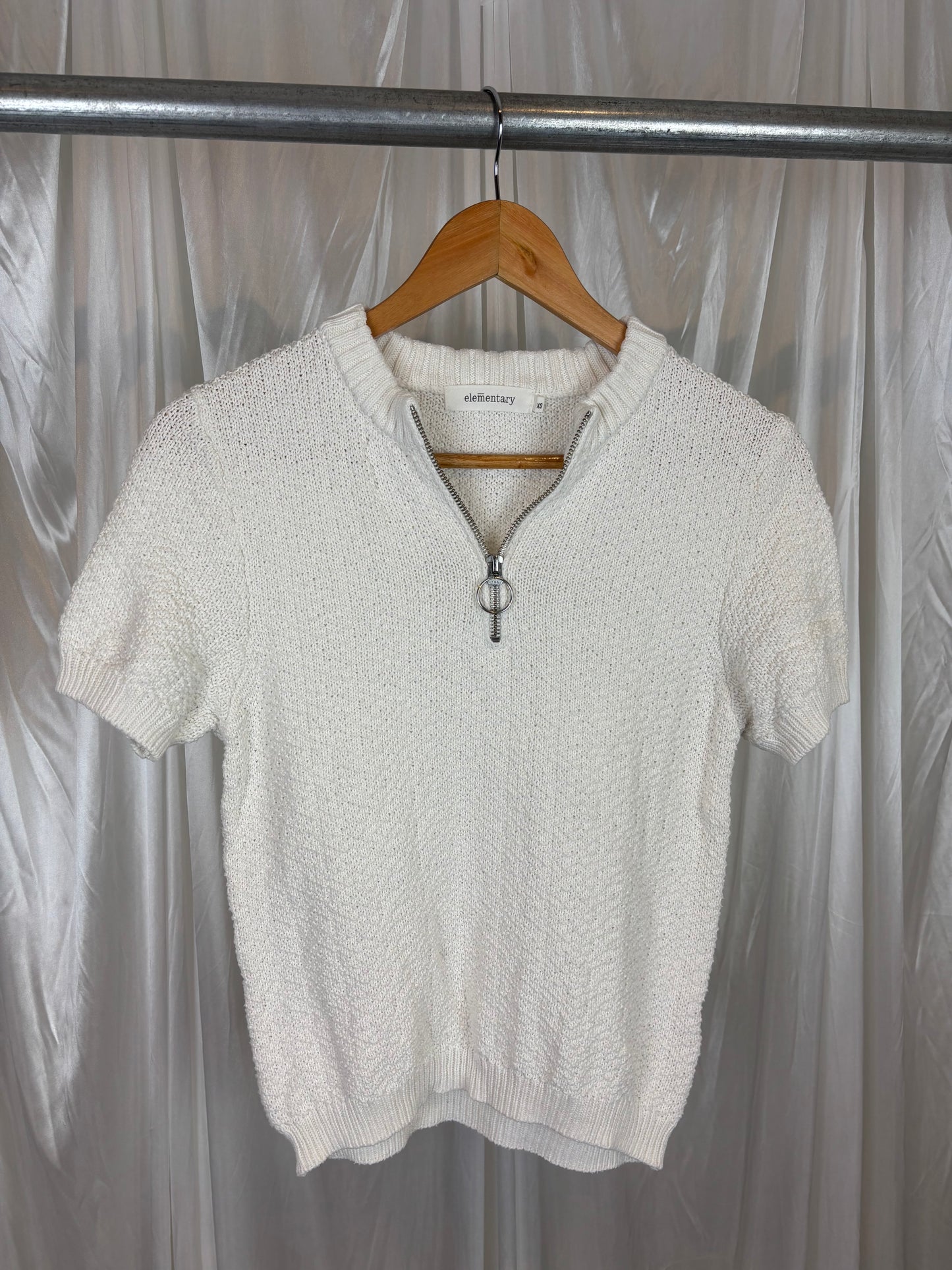 Elementary White 1/4 Zip Top - XS