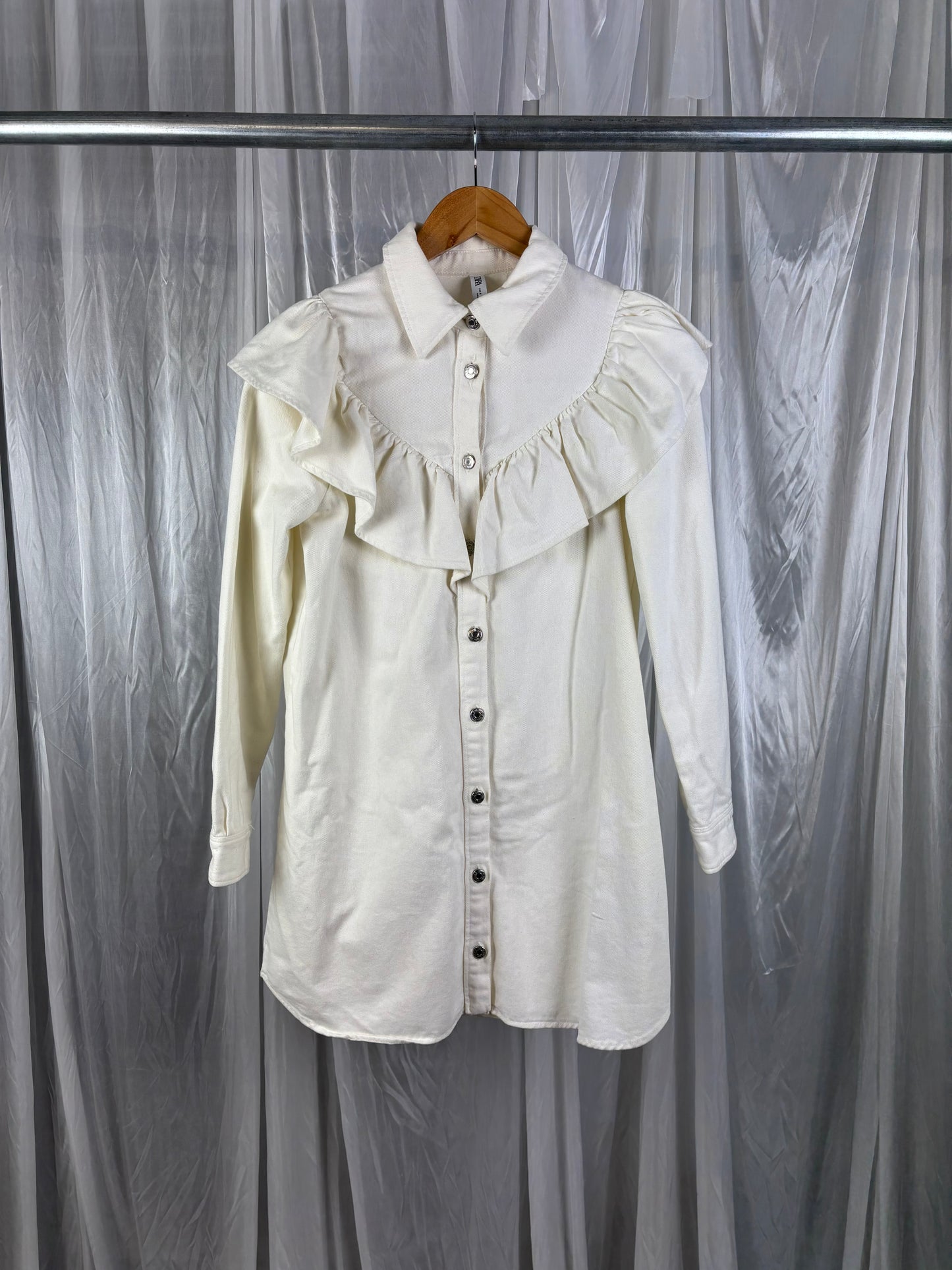 Zara White Denim Dress - S