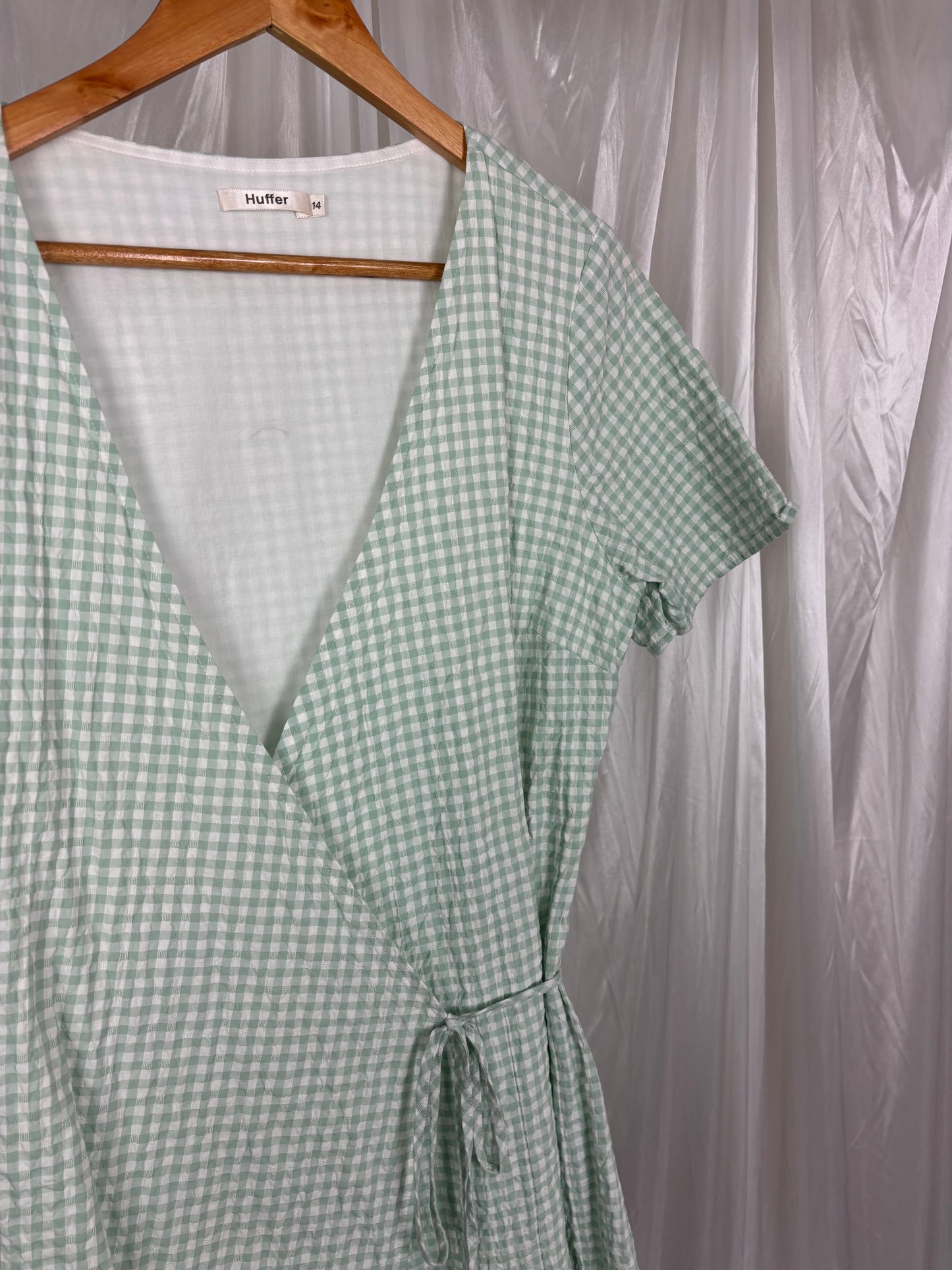 Huffer Gingham Wrap Dress - 14