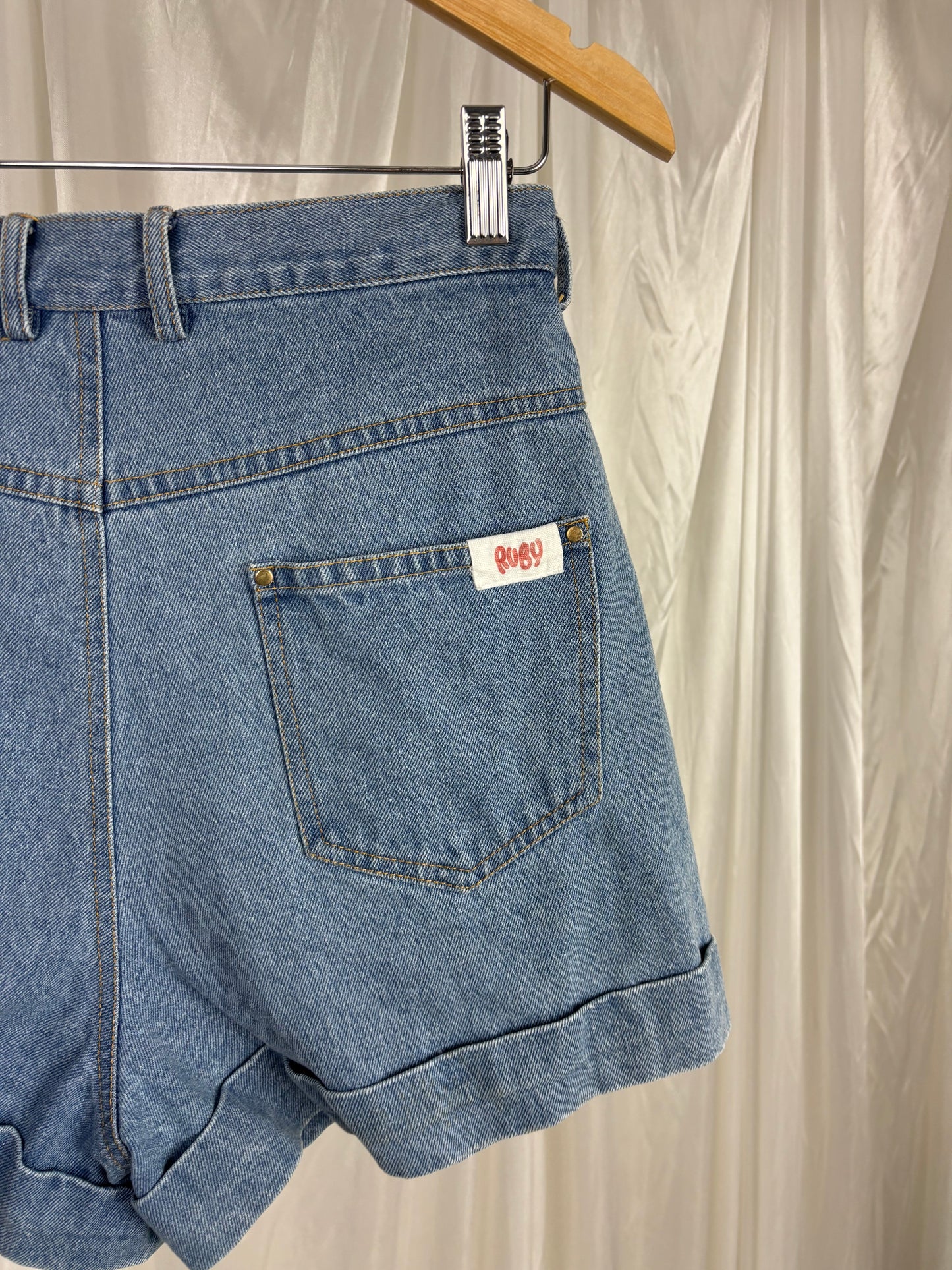 Ruby Blue Mid Wash Denim Shorts - 8