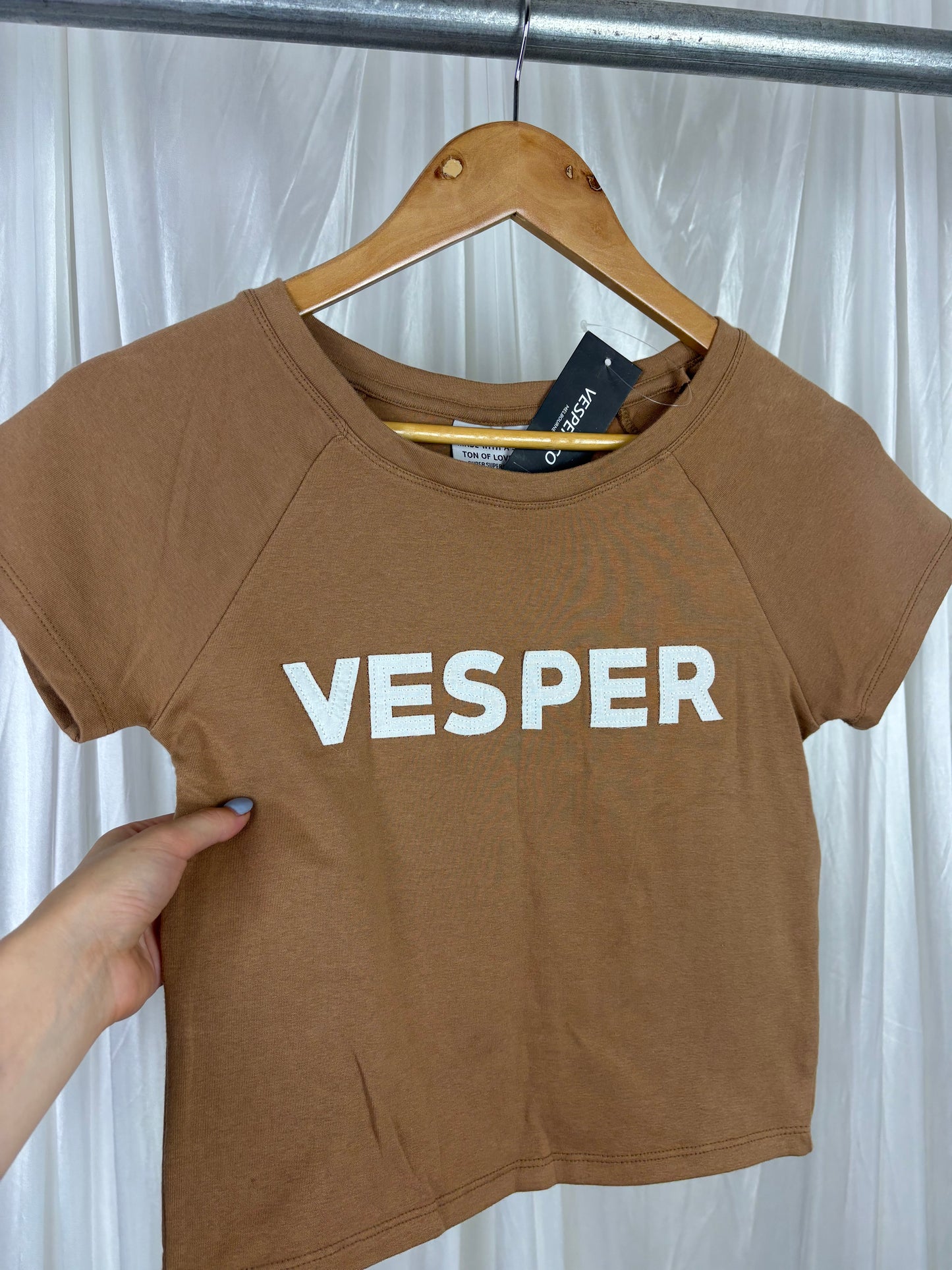 Vesper Brown Crop Tee - M