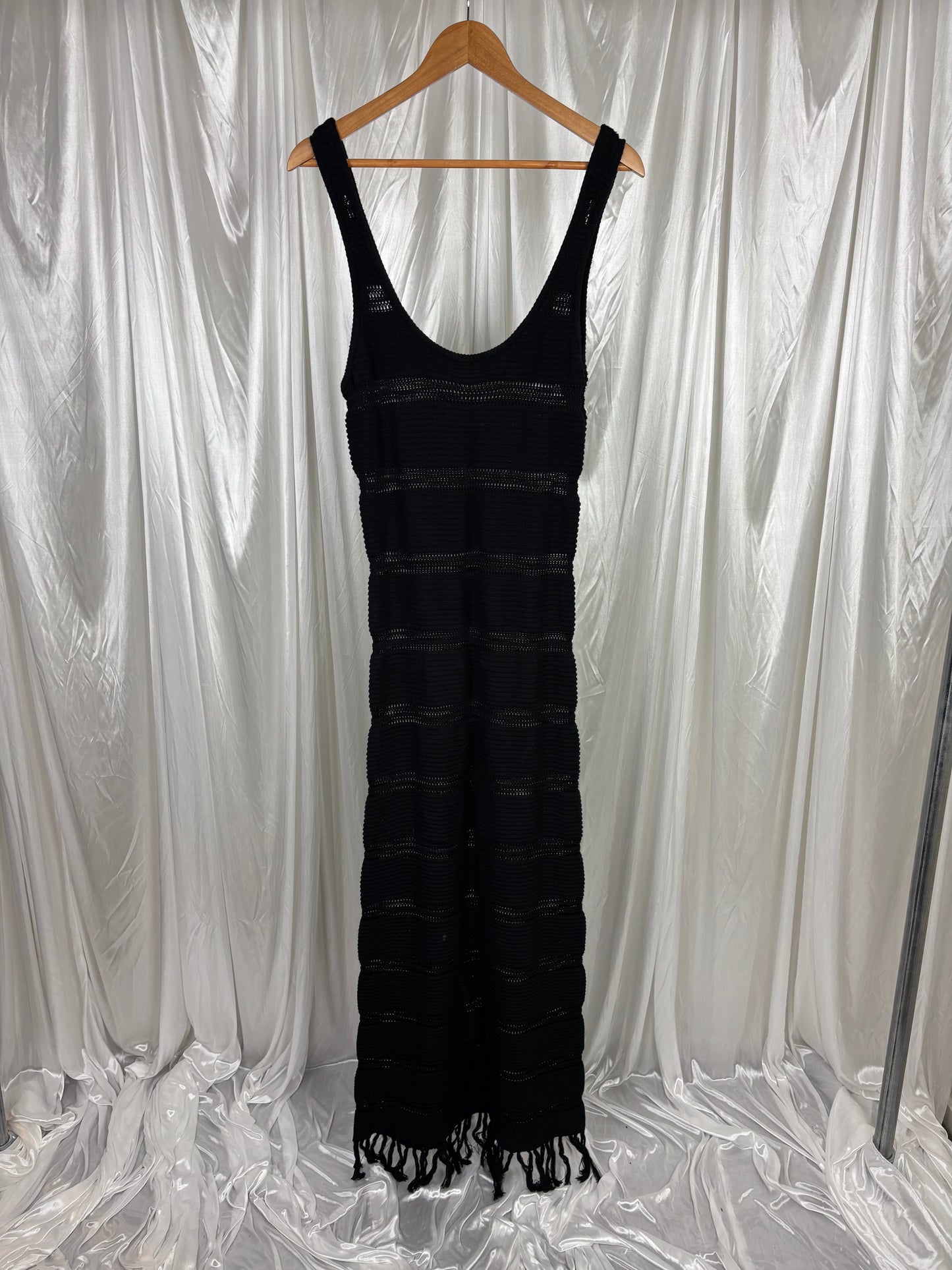 Ruby Black Crochet Maxi Dress - 12