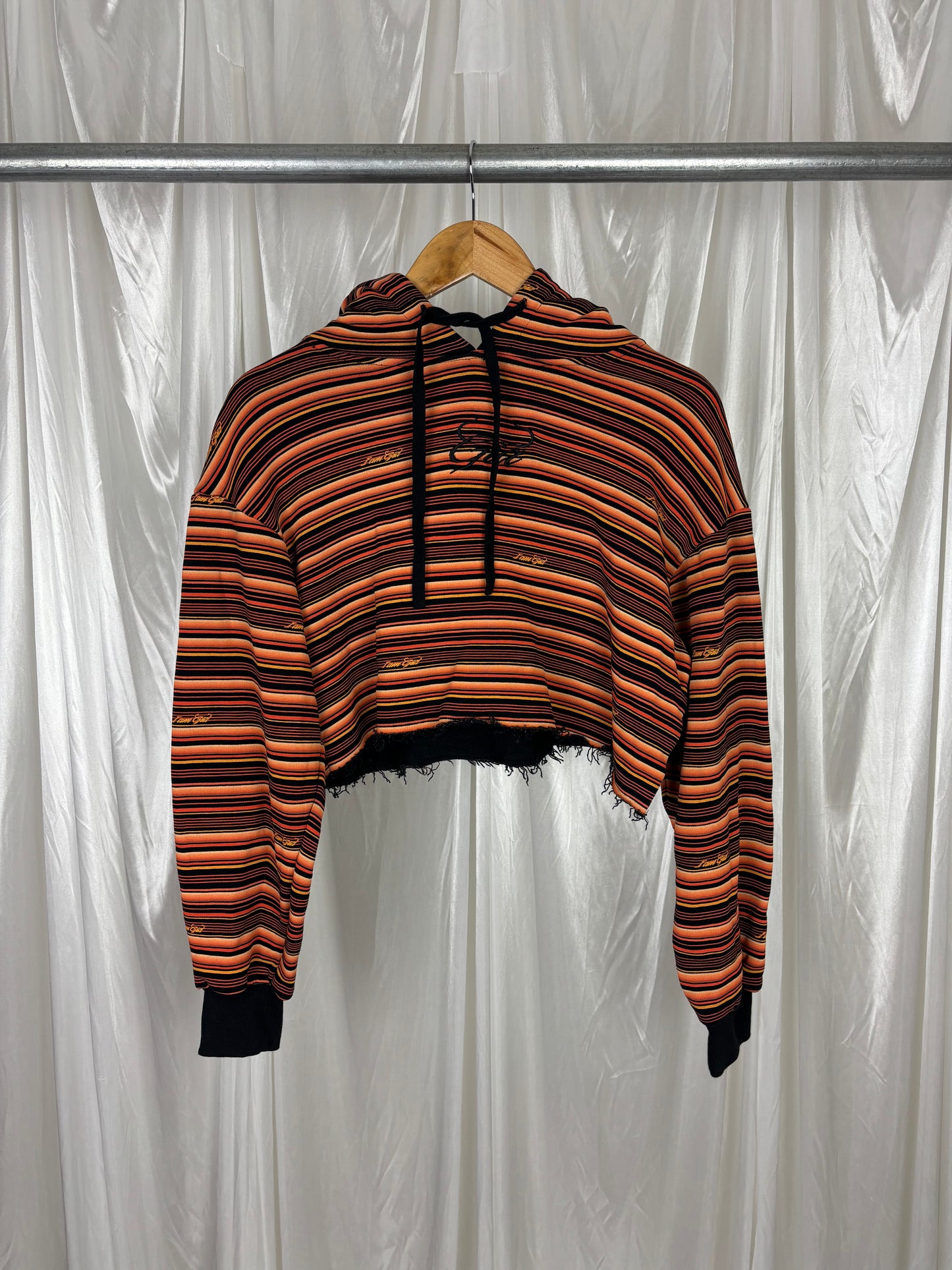 I Am Gia Striped Cropped Hoodie - XS