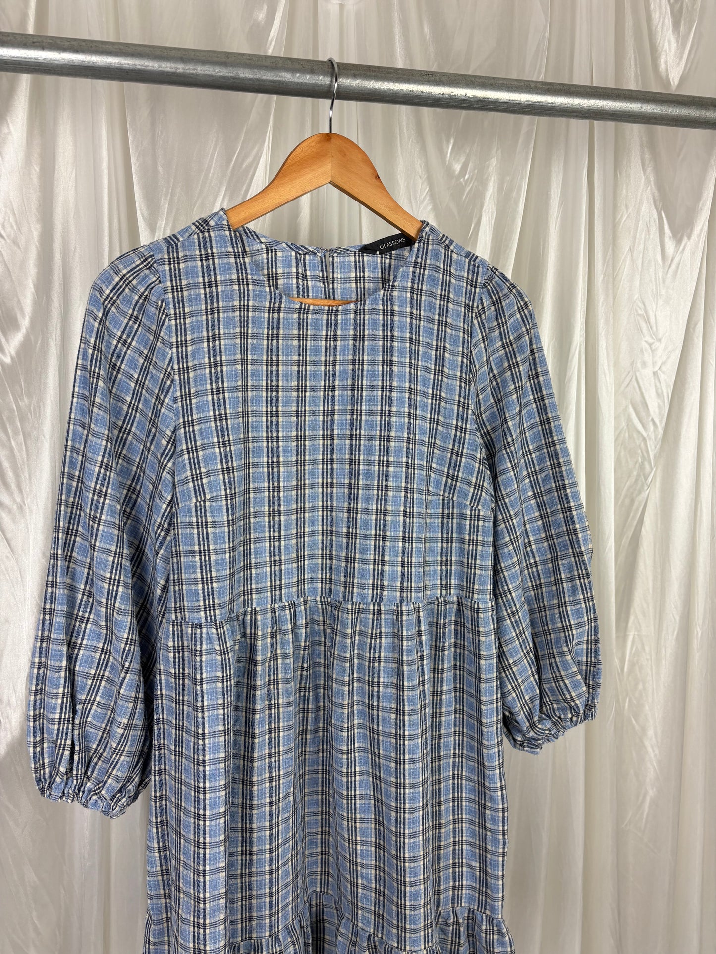 Glassons Blue Checked Mini Dress - 8