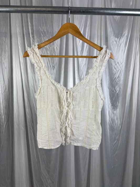 Zara White Tie Front Top - S