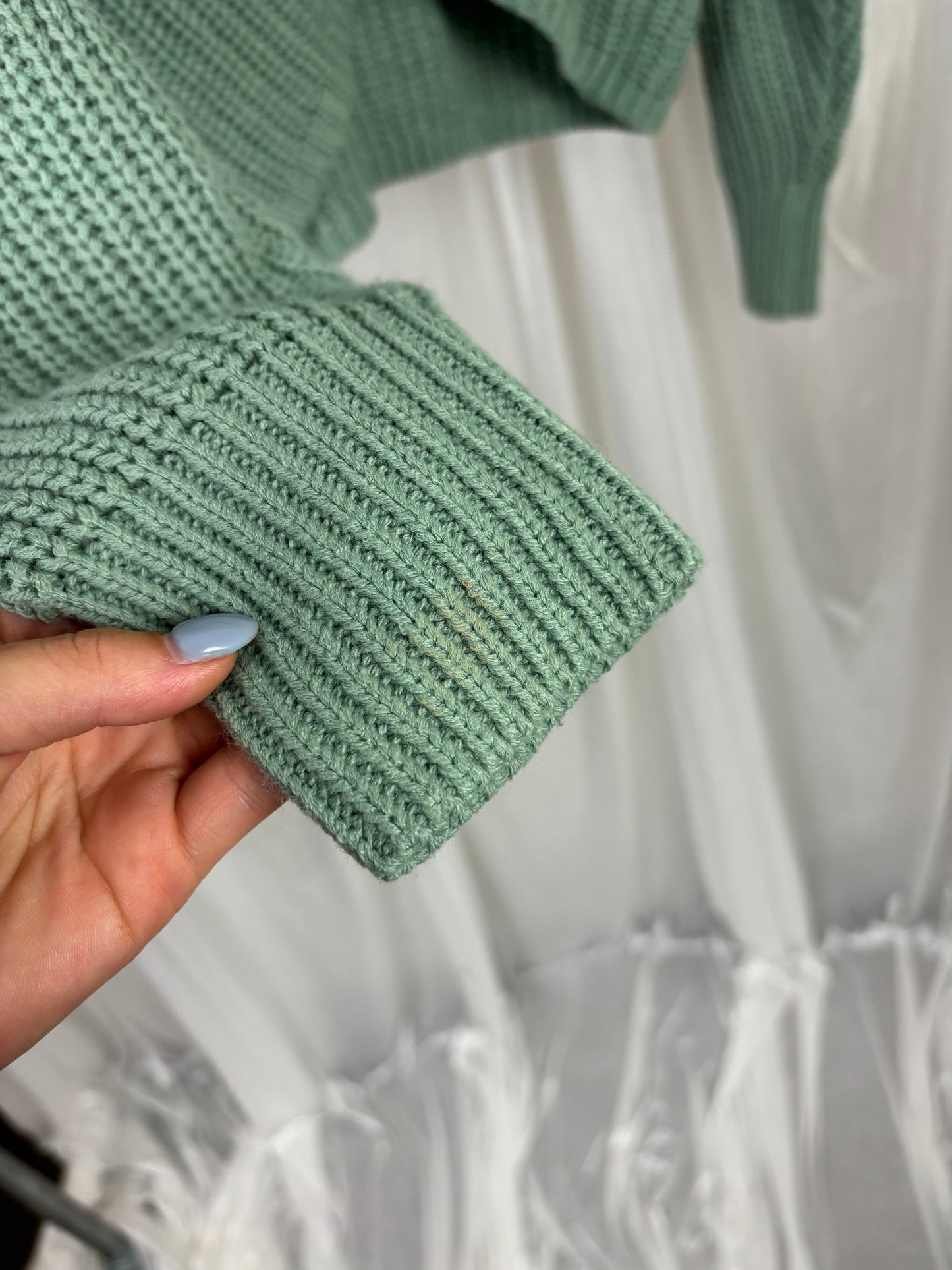 Only Green Ribbed Cardigan - M