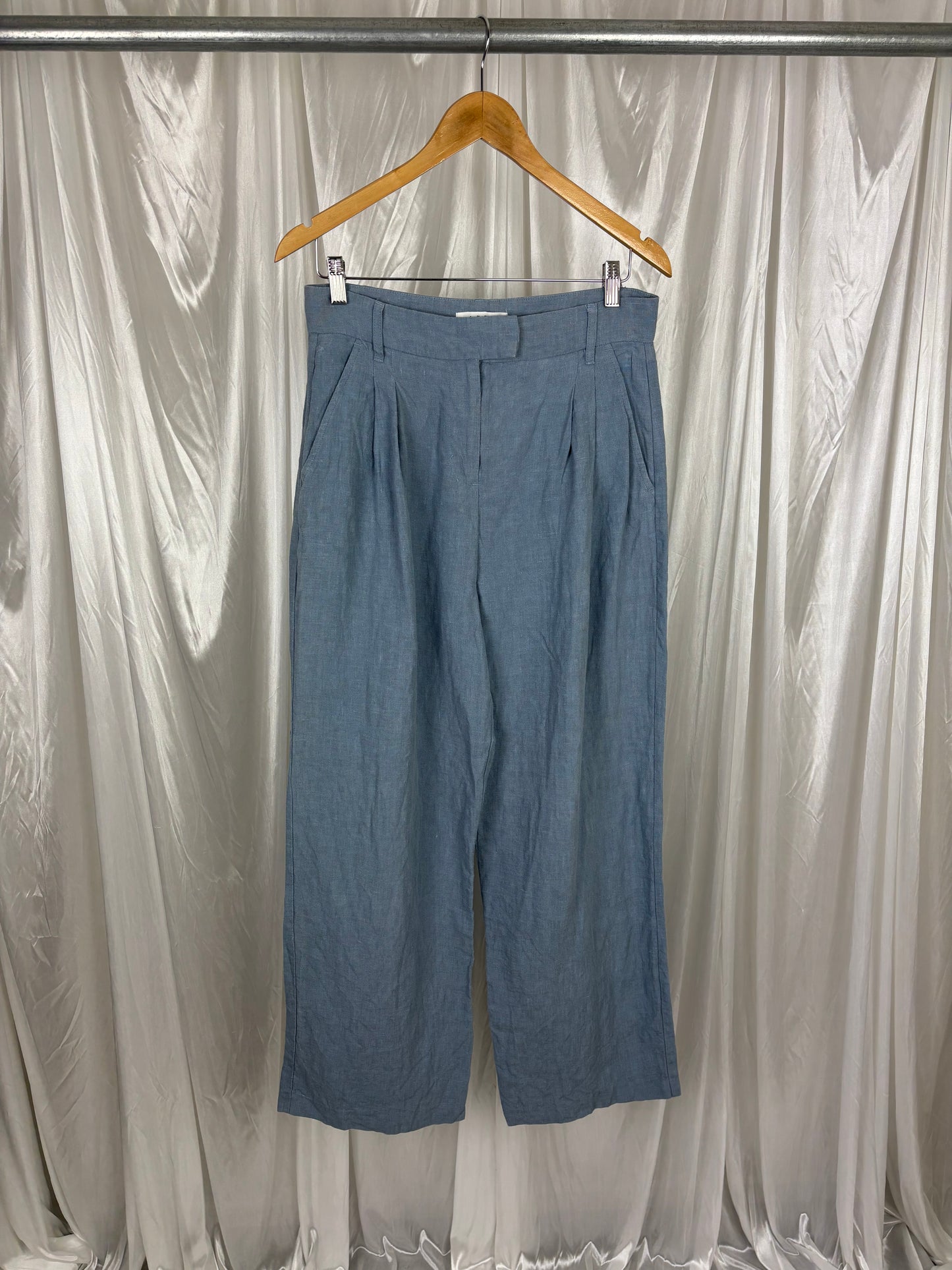 Aere Blue Palazzo Linen Pants - 12